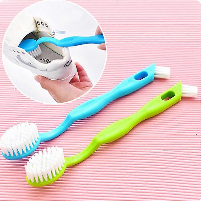 2 Pcs Shoes Cleaning Brush Double-Headed Long-Handled Scrubber