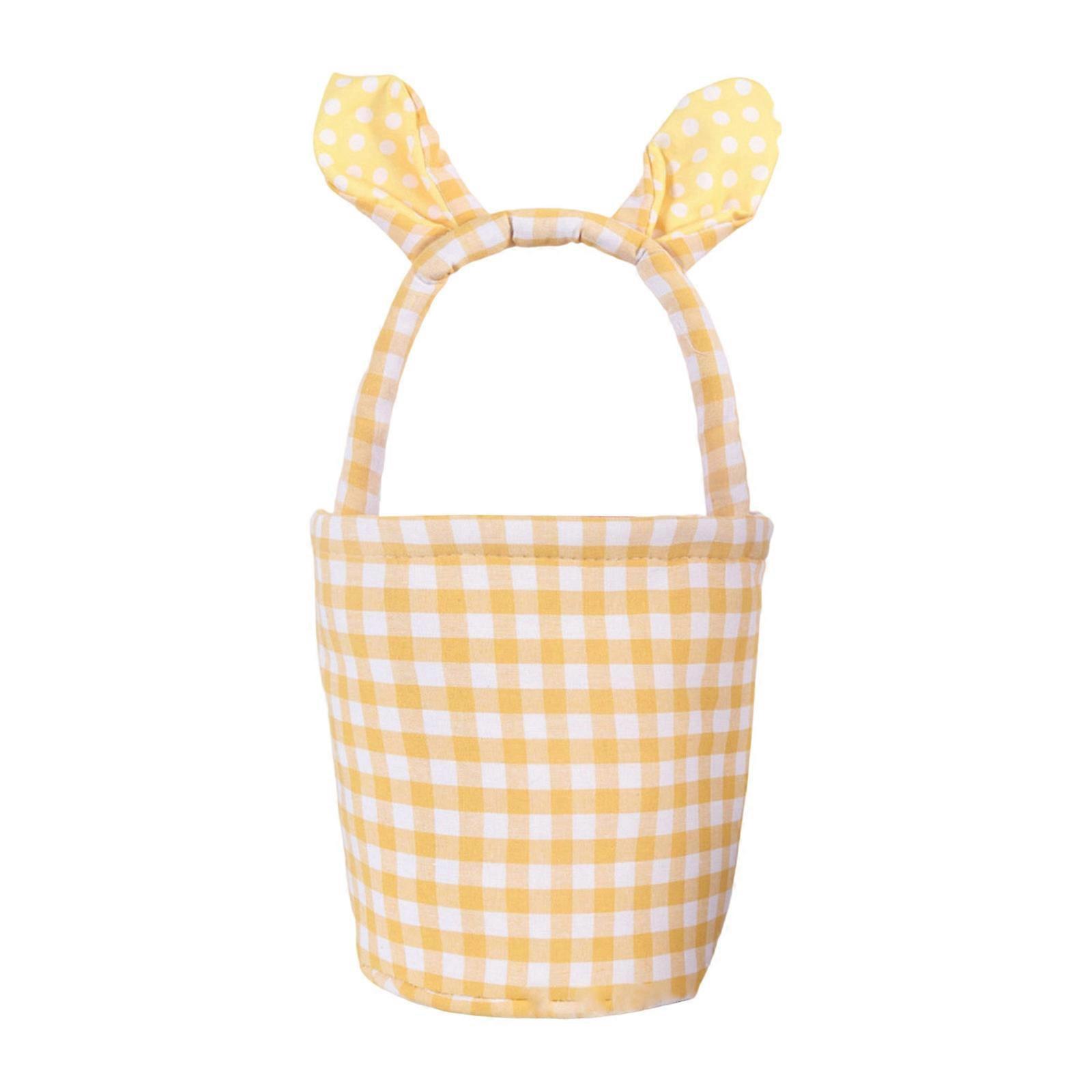 Reusable Easters Celebration Basket with Rabbits Ear Handle Breathable Moisture Resistant Kids Party Supplies  Yellow