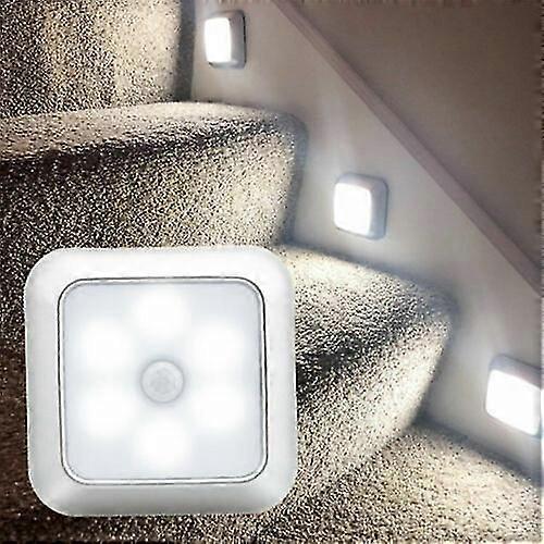 6 lumini cu senzor de mișcare LED Lumină de noapte cu baterie fără fir PIR pentru scări de dulap