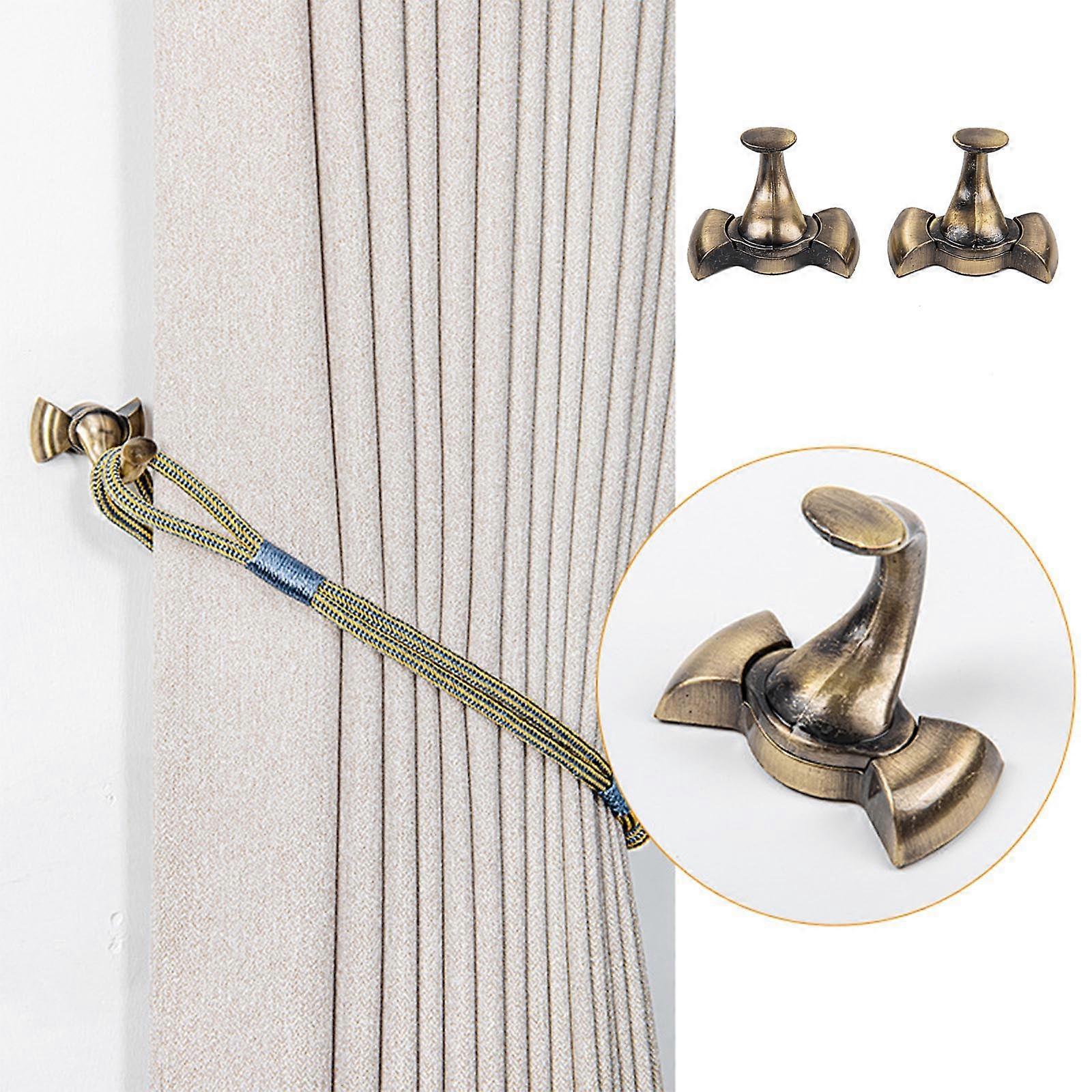 Curtain Tie Backs,2 PCS Alloy Curtain Holdbacks Back Hooks Wall Mounted Coat Hanger Set pp671