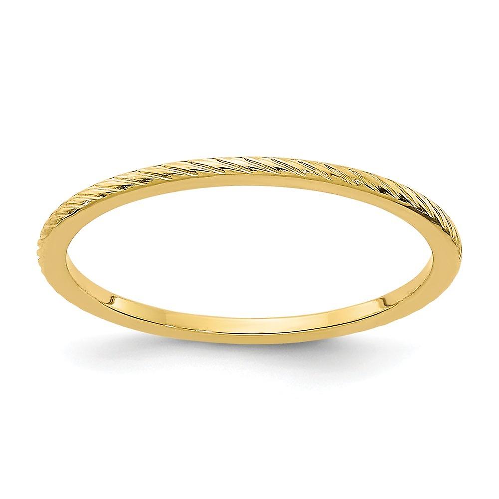 14k Solid Yellow Gold 1.2mm Twisted Wire Pattern Stackable Band Ring-Stackable-Ring for Women and Men - Ring Size: 4 to