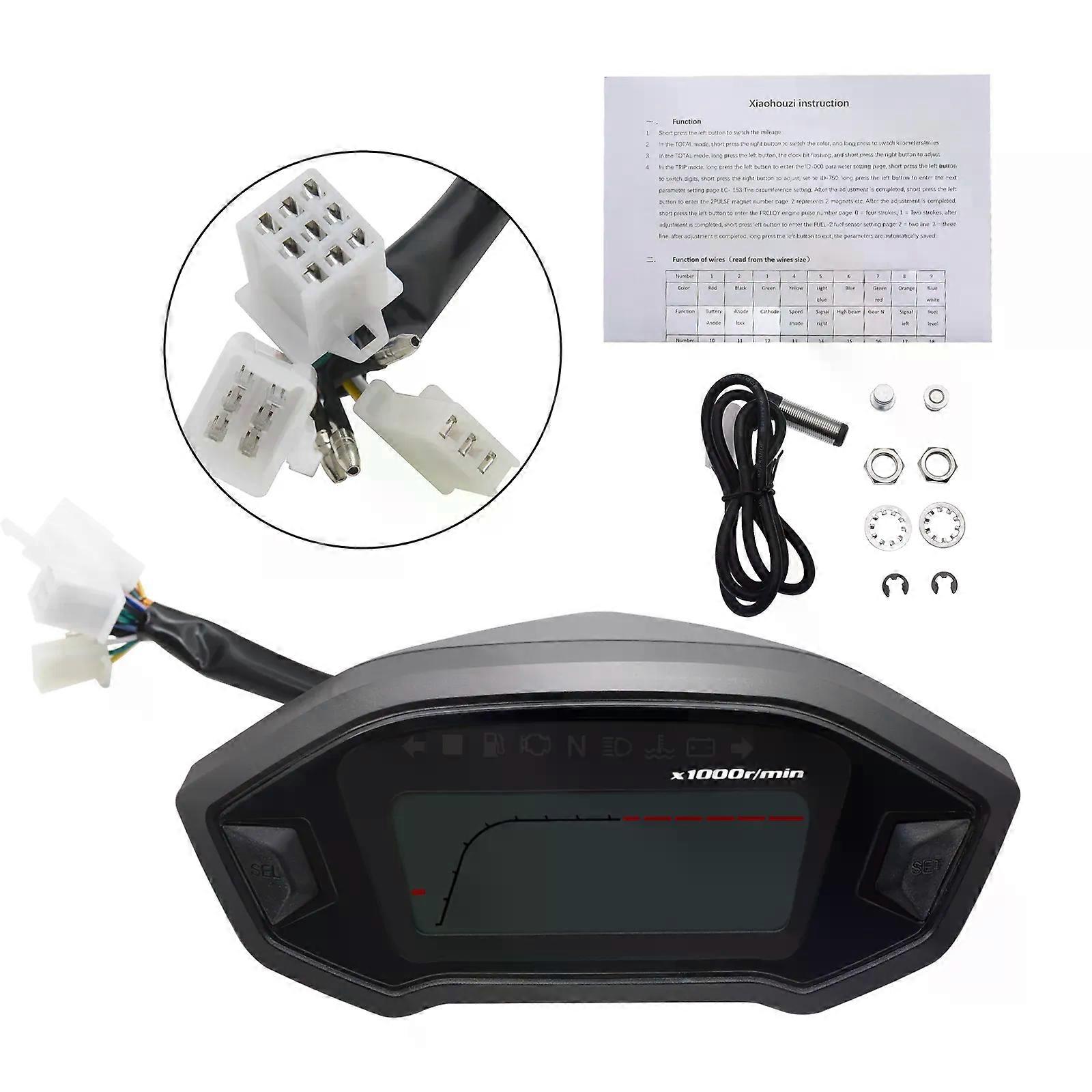 con New Universal Motorcycle LCD Digital 13000rpm Speedometer Backlight Motor Vehicle for 2-4 Cylinders Odometer 7 Colors Adjust