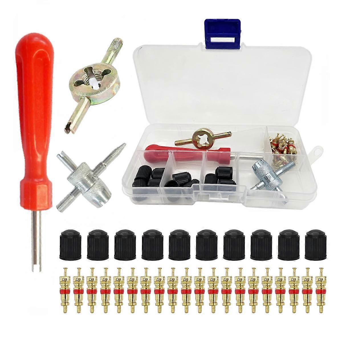 33pcs/Set Car Bicycle Tire Valve Core Installation Tool Repair Kit