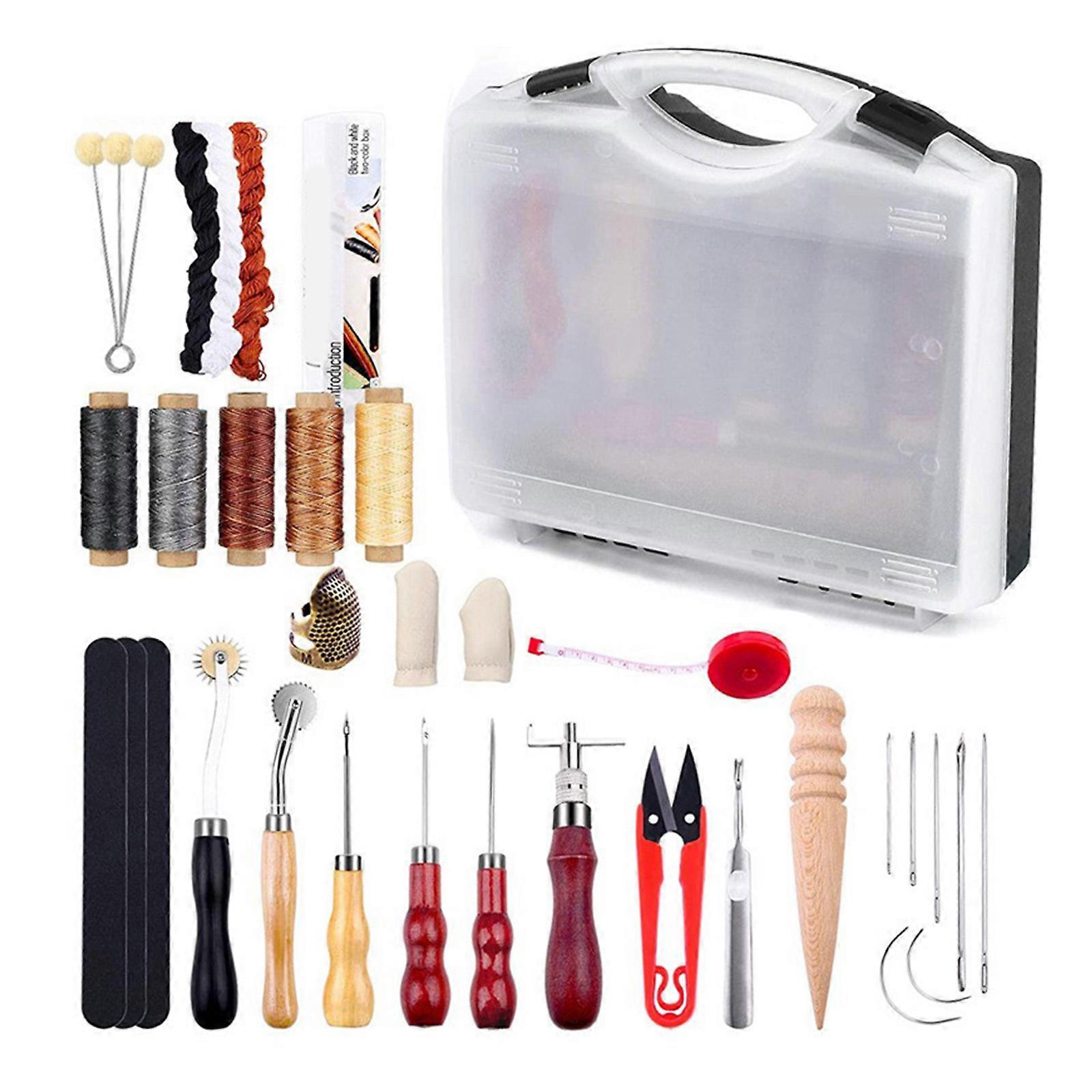 Sy-kit Rese-sy-set i läder Vuxna Professionella sytillbehör Innehåller nål, tråd, sprättare för nybörjare