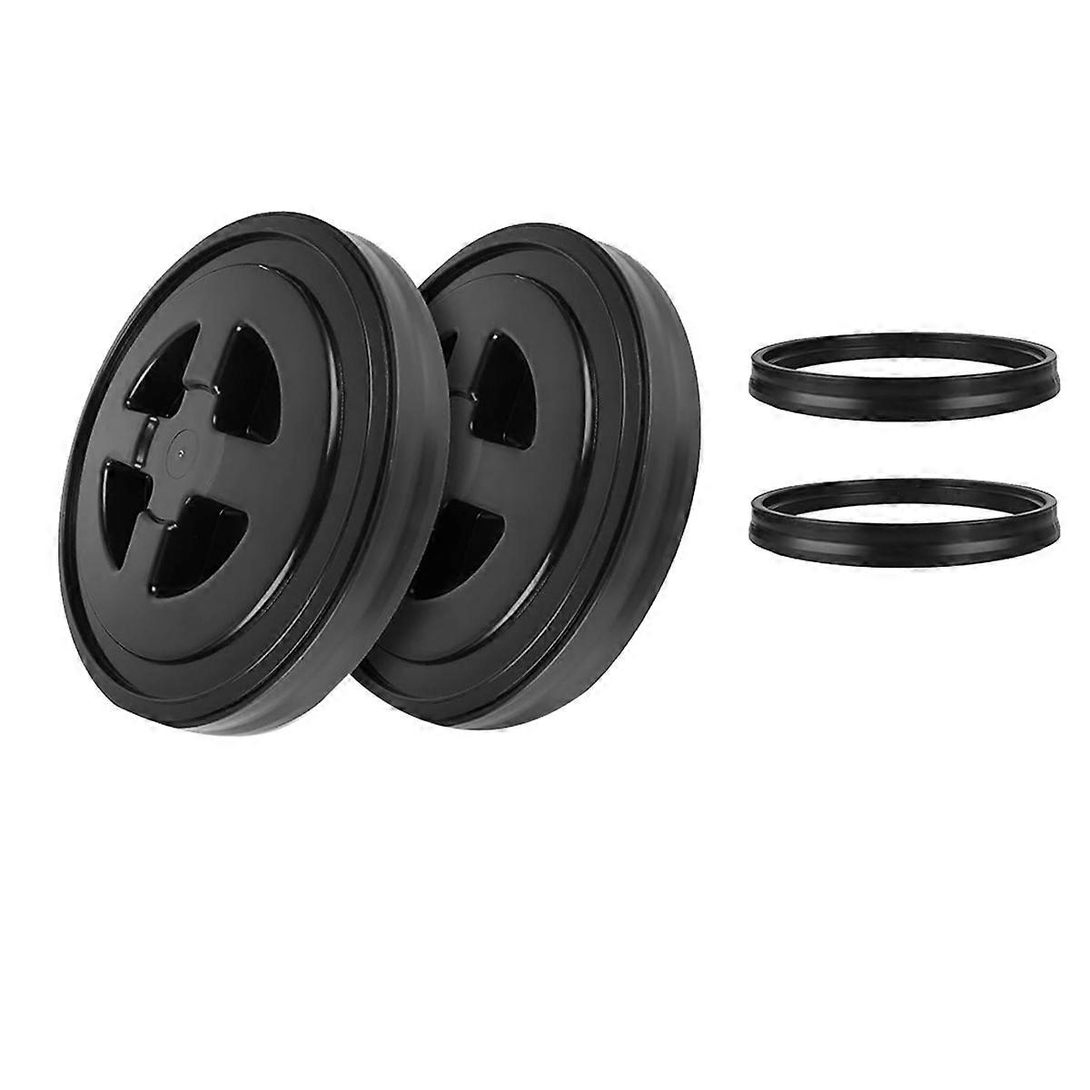 2 Pieces 5 Gallon Leak-Proof Bucket Lid Plastic Storage Buckets Black