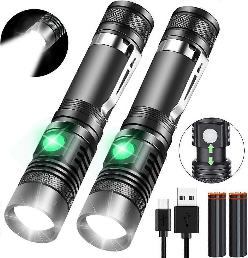 Pcs Rechargeable Tactical Flashlight, Led Flashlight High Lumen