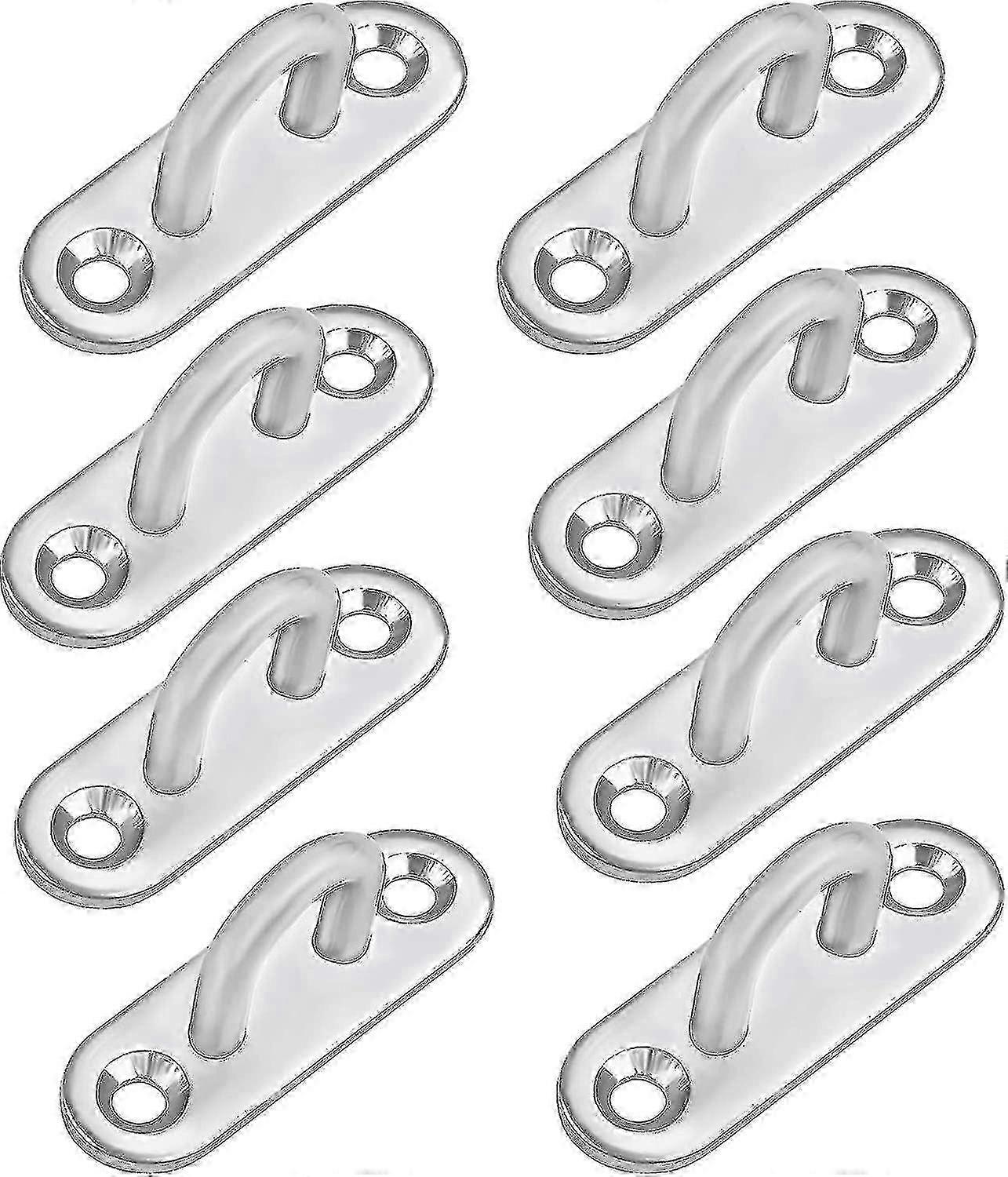 8 Pcs M5 Stainless Steel Eyelet Plate - Oblong Metal Hook U Shape Wall And Ceiling Mounting