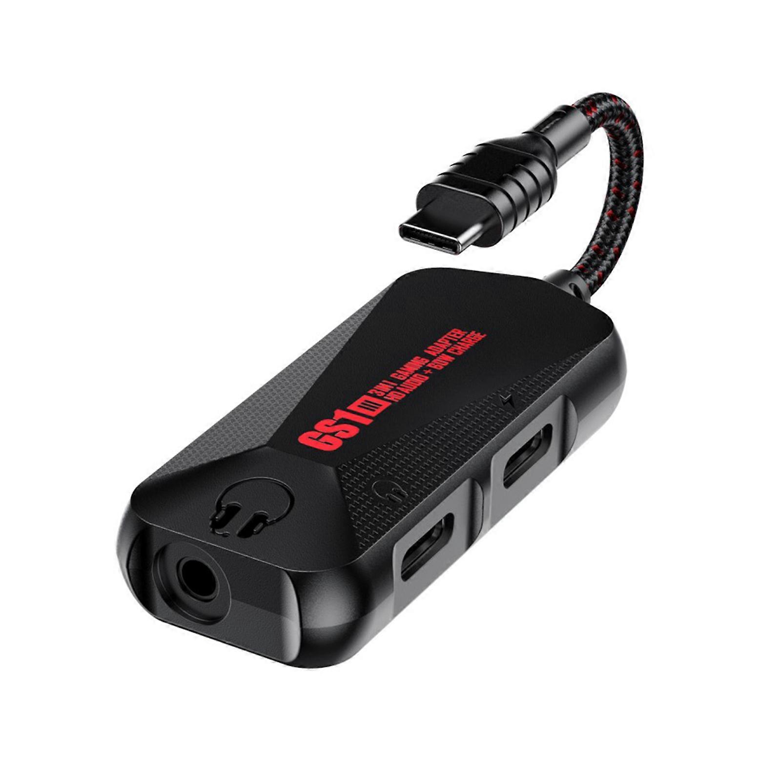 GS1 Chicken Game Phone Sound Card 3 in 1 Mobile Phone Game Sound Card with Charger Adapter USB-C Type-C to 3.5mm Fast Charging Multicolor