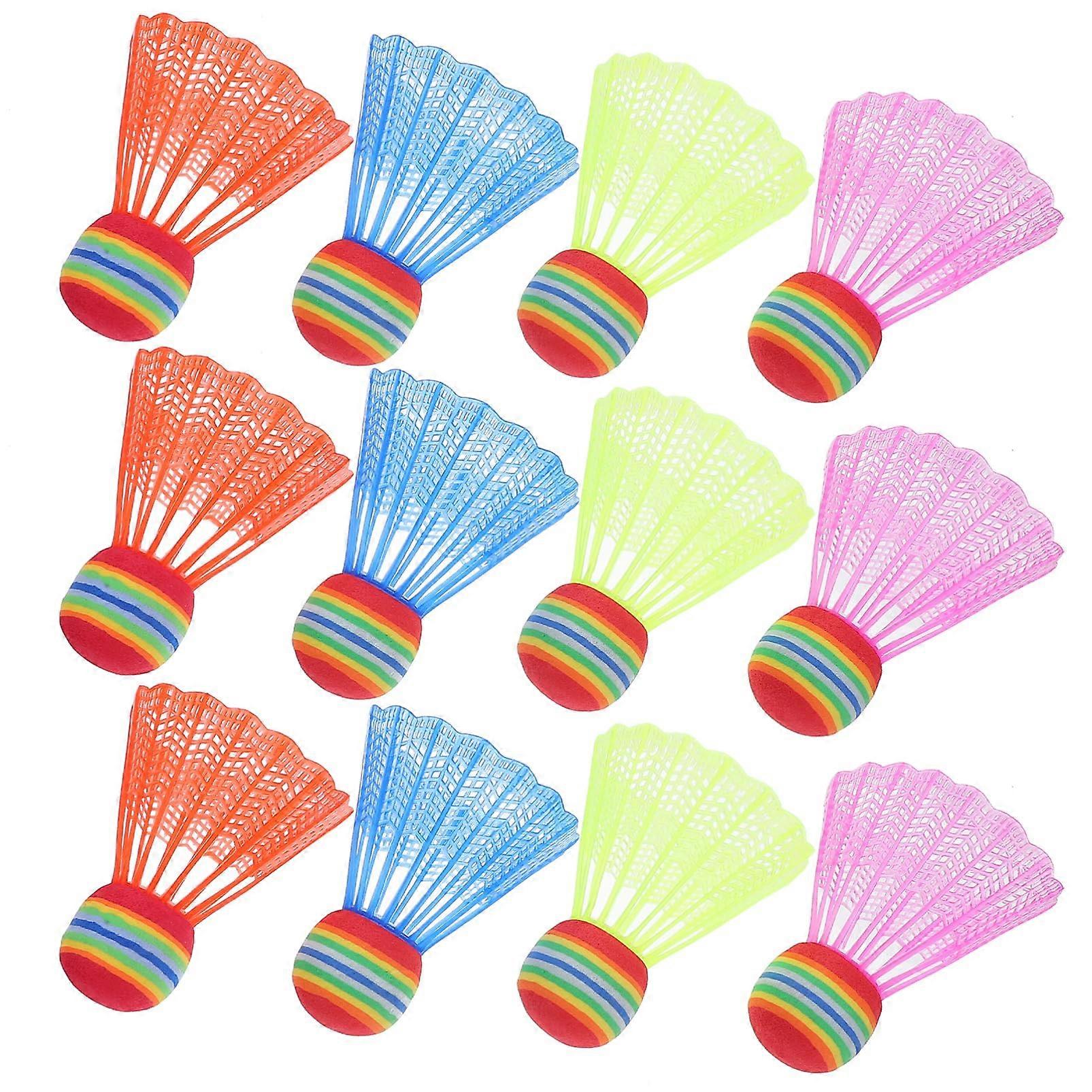 12 Pcs Badminton Birdie Plastic Shuttlecocks For Indoor Outdoor Training