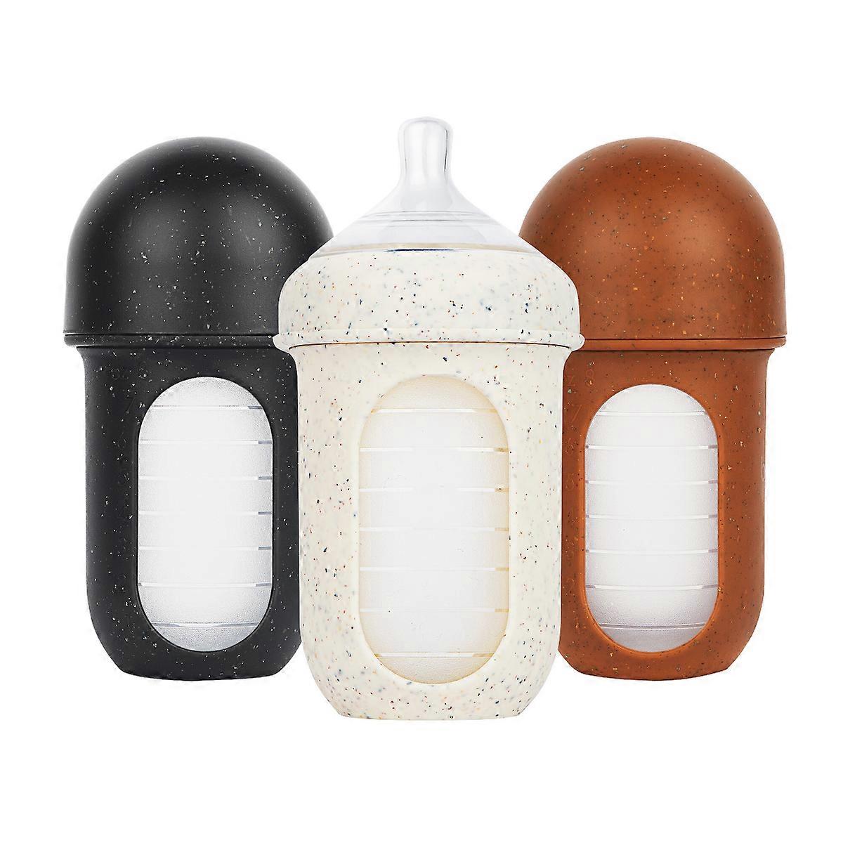 Boon Nursh Silicone Baby Bottles With Collapsible Silicone Pouch, 8 Fl Oz/3pk - Speckle