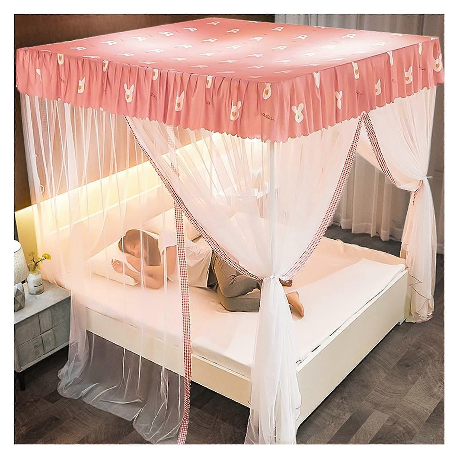 Threedoor mosquito net with bed curtain, canopy in various sizes. Easy tall on square shed pillar (D 1.52.0m)
