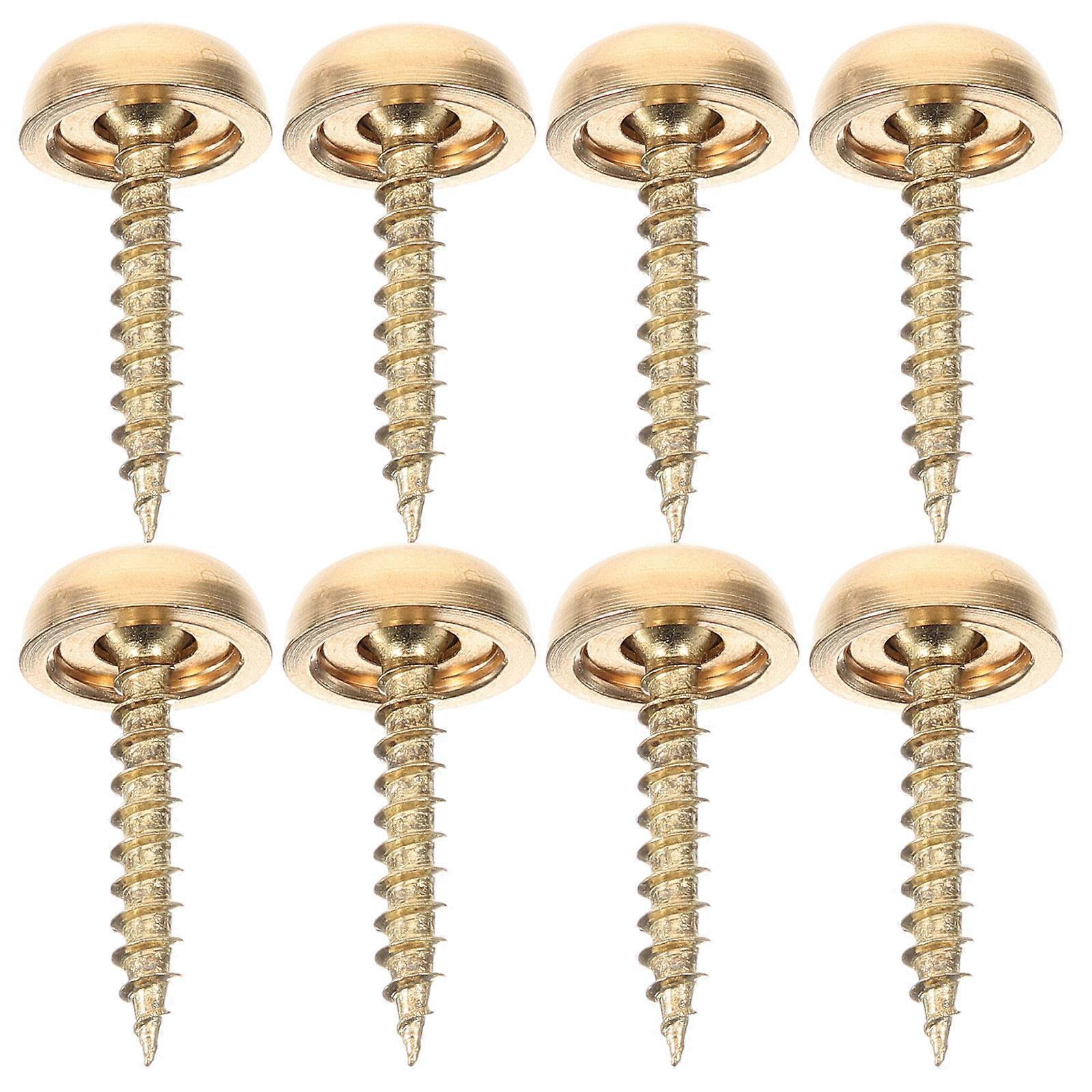 8pcs Mirror Screws with Decorative Brass Caps for Glass Furniture, Wardrobes, and Tables – Self Tapping Fasteners with Aesthetic Design to Hide