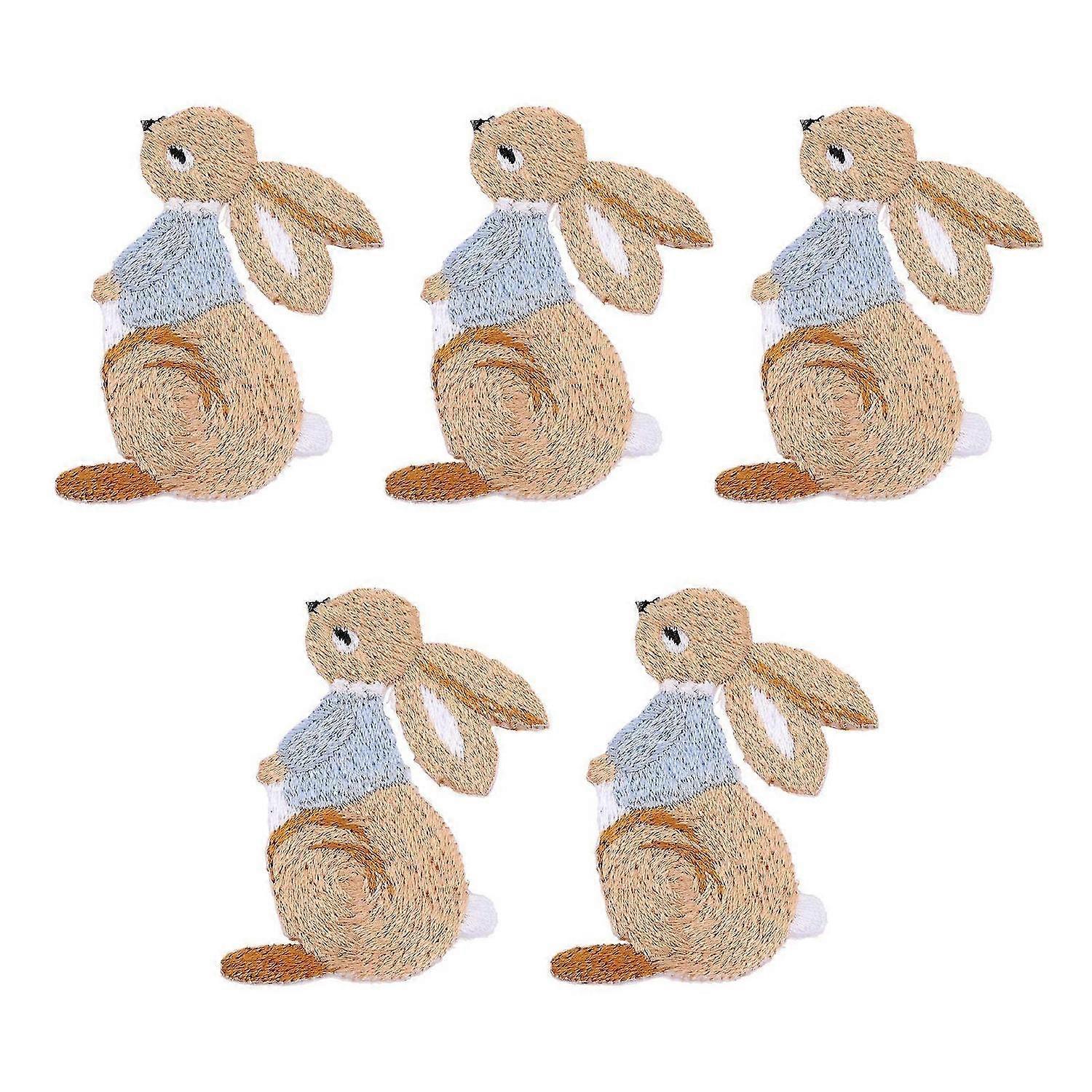 5Pcs Lovely Bunny Clothes Patch Iron-on Sewing Patch DIY Costume Accessory