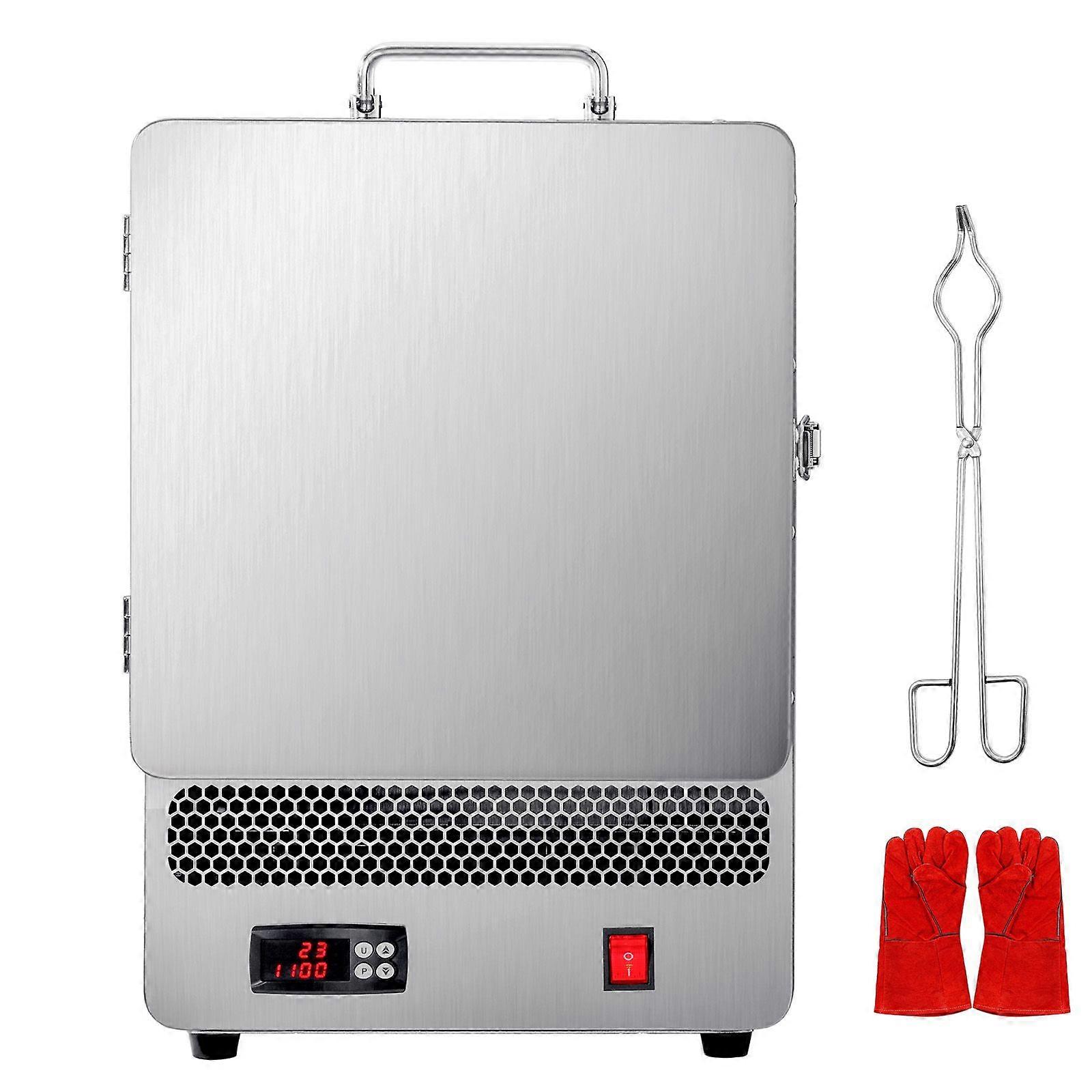 Horno fusor de sobremesa, potente horno eléctrico de 1500 W, temperatura máxima de 2192 / 1200, acero inoxidable, horno de fusión de oro, plata