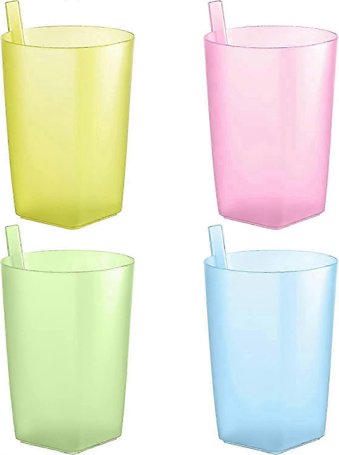 Assorted Colors 4PCS Sippy Cup with Straw, Plastic Drinking Cups for Toddlers and Children