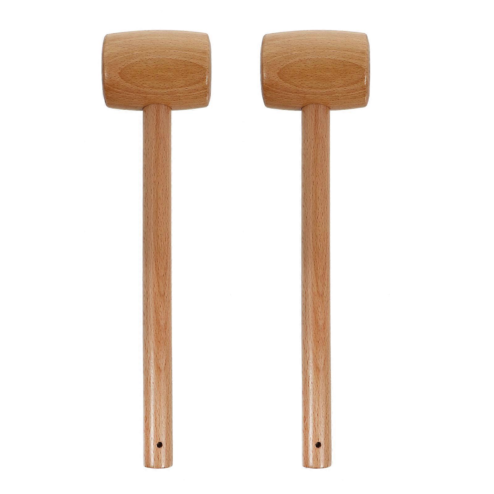 2pcs Beech Wooden Crab Mallet Seafood Hammer For Shellfish Cakes And Diy Projects And Handmade Kitchen Tool