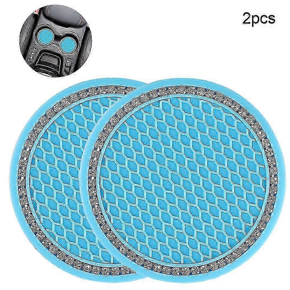 Car Coasters - Non-Slip Universal Cup Holder Inserts, Sky Blue (2pcs)