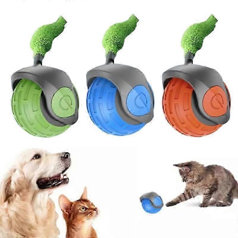 Automatic Moving Cat Toy 2.0 with Feather Teaser, Motorized Ball for Kittens