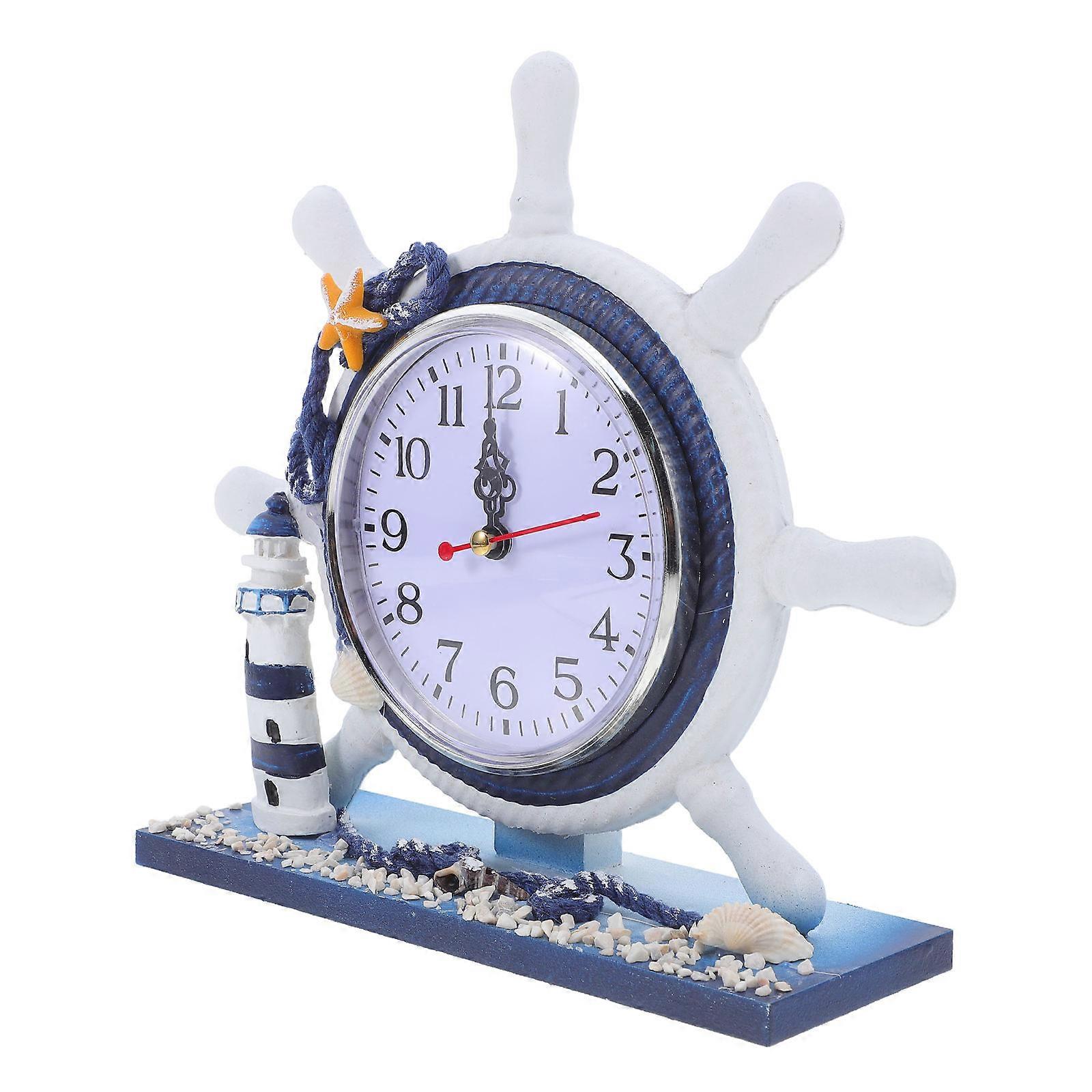 1Pc Nautical Style Artistic Desk Clock Lighthouse Design for Home Room Arrangement