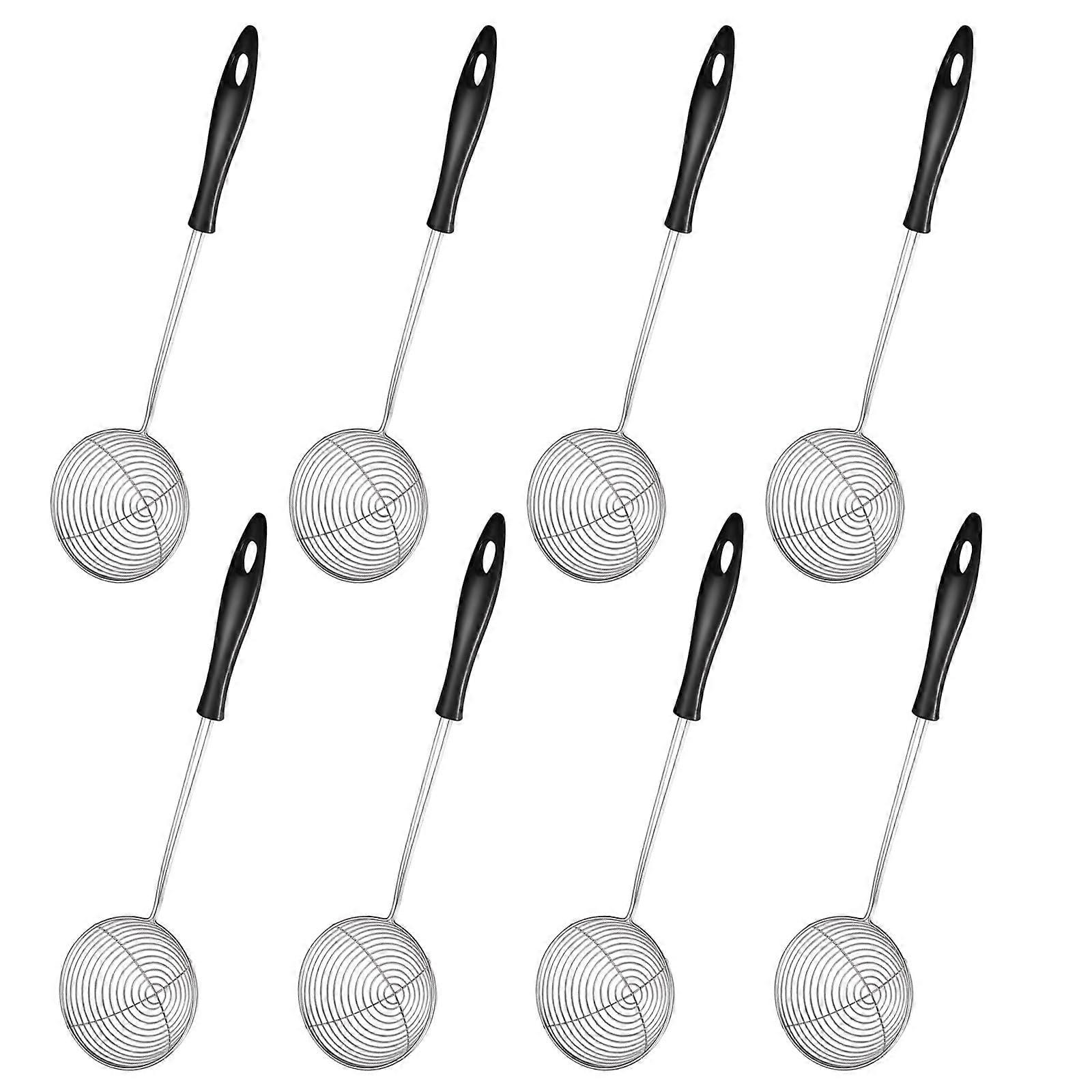 Landing Net Set Of 8 Stainless Steel Kitchen Strainers With Handles Fine Mesh Sieve For Spaghetti Vegetables And Hot Pot
