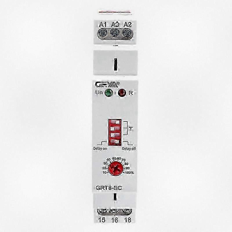 GEYA GRT8-EC 10A Dual Function Timer Relay with On Delay and Off Delay Mode for AC 230V Electrical Control Systems