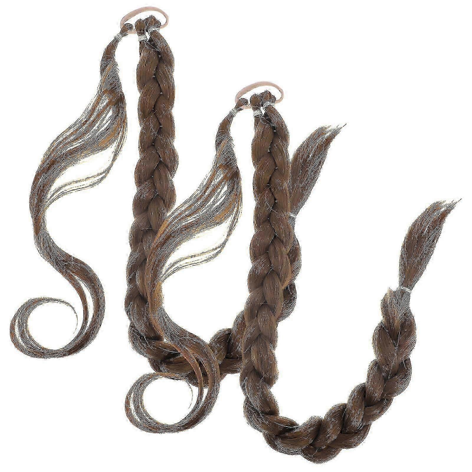 2pcs Extension de queue de cheval Femme Extension de cheveux tressée Queue de cheval longue tressée Perruque-Bon