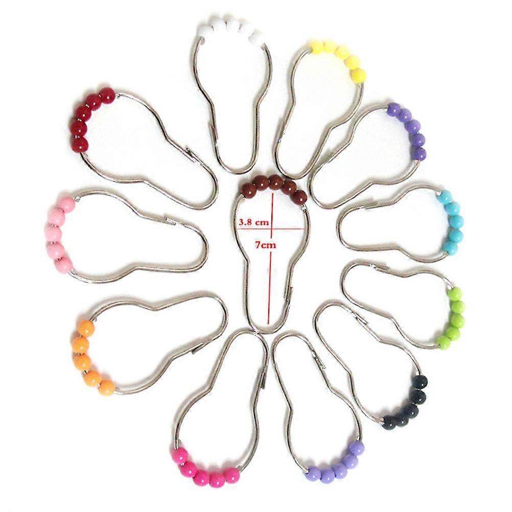 Colorful Shower Curtain Accessories Acrylic Rollerball Hooks Glide Easily for Home Bathrooms 12Pack