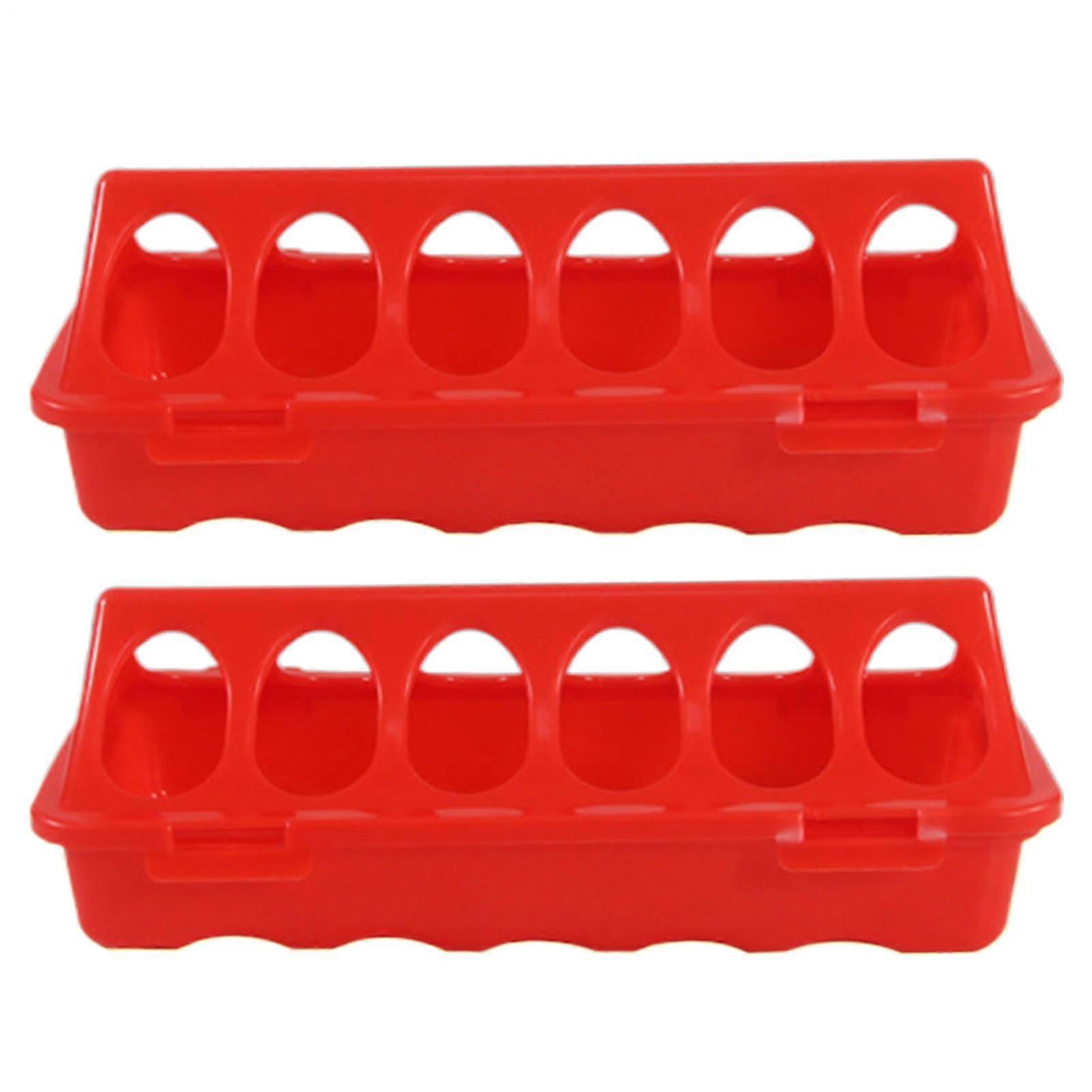 Wachtelner 6 Slots hønsefoder 2 stk Baby Chick Feeder, Plastik