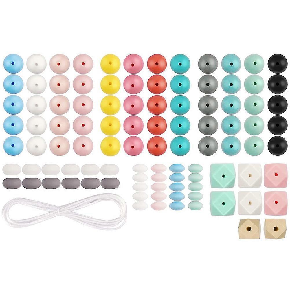 Silicone Spacer Beads Round Shape Assorted Color 1.7X1.7cm Durable Washable Boil Safe 100Pcs