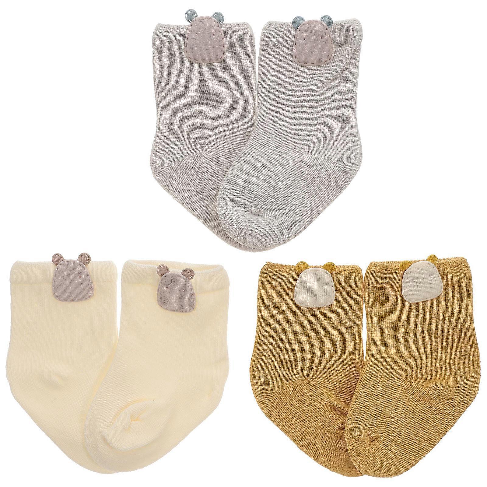 Adjustable Elastic Baby Stockings Cute Animal Socks For Kids Cotton Comfortable Spring Autumn Wear 3Pairs