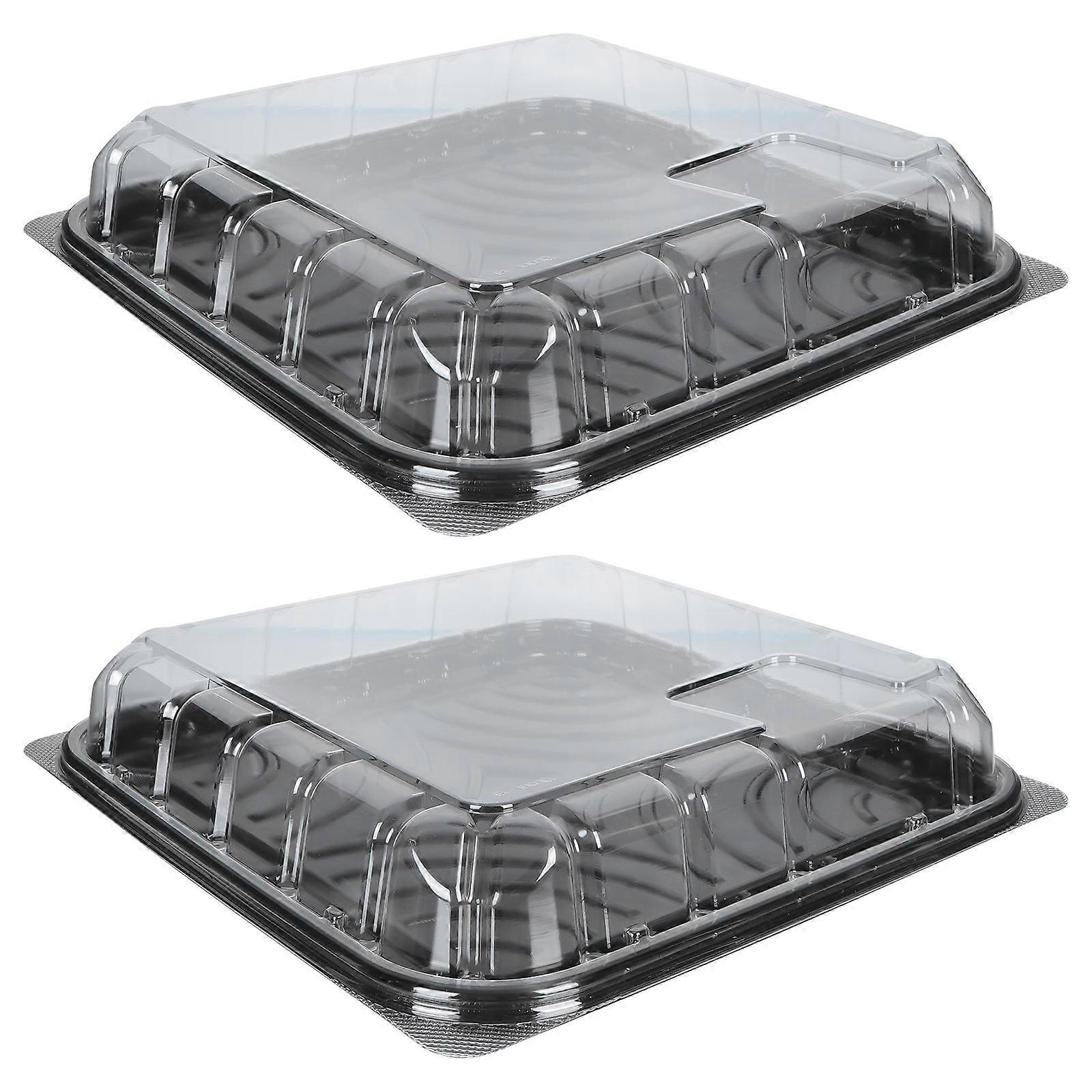 Black Plastic Cake Holder with Lid for Storage Selected Food Grade Materials 2 Pieces