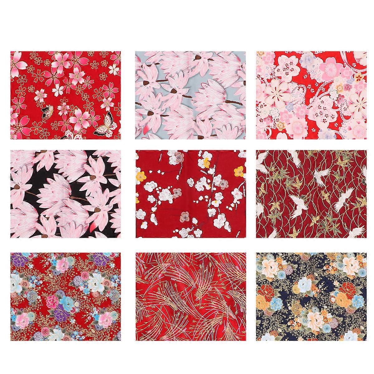 2 Sets Japanese Style Handmade Cotton Floral Patchwork Fabric for DIY Sewing, Quilting, and Scrapbooking – Soft, Skin Friendly Material