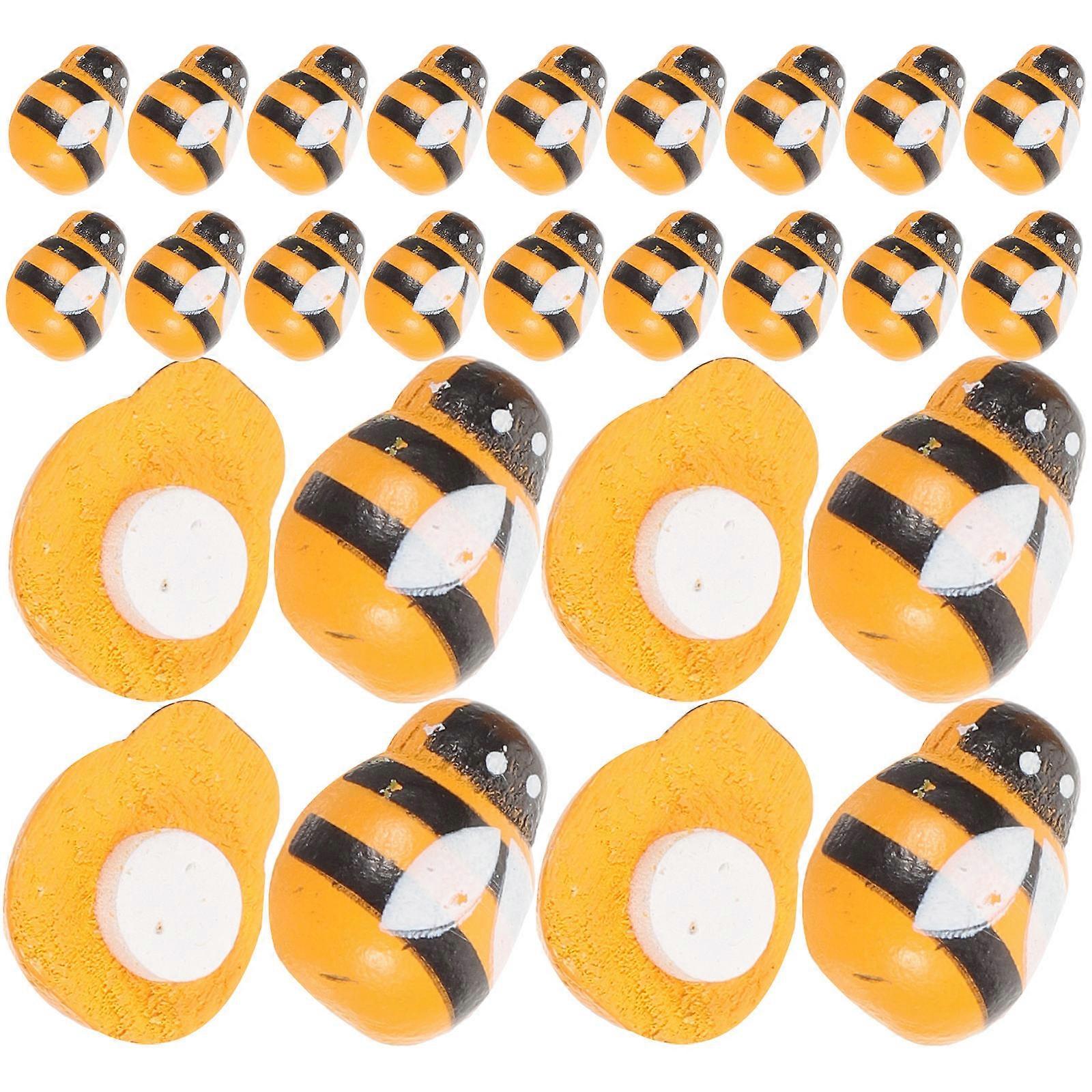 Cute Refrigerator Magnet Wood Material Mini Bee Shape Fridge Stickers for Home Decoration 100Pcs