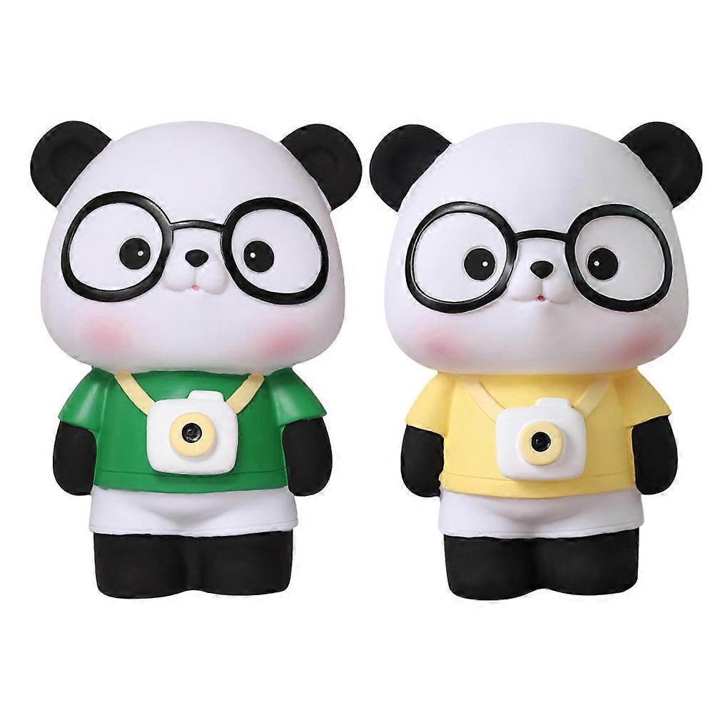 素敵なマネーポットパンダの形をした家族のリビングルーム用マネーポット収納ホルダー20.50X15.50X13.50CMお金の収納2個