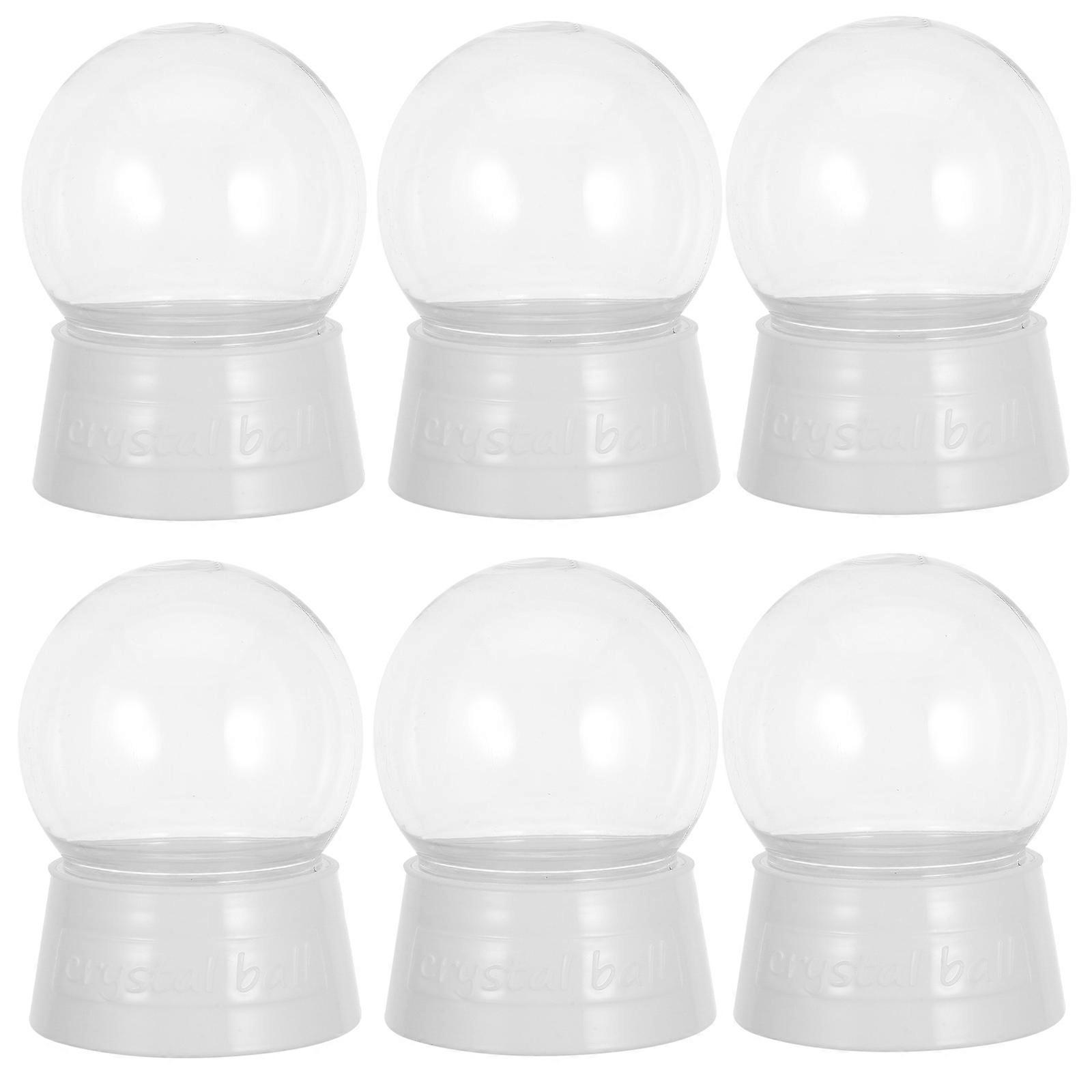 Empty Snow Globes For Crafts Clear Plastic Snow Globe Ornaments Christmas Decorations Fillable Round 6Pcs