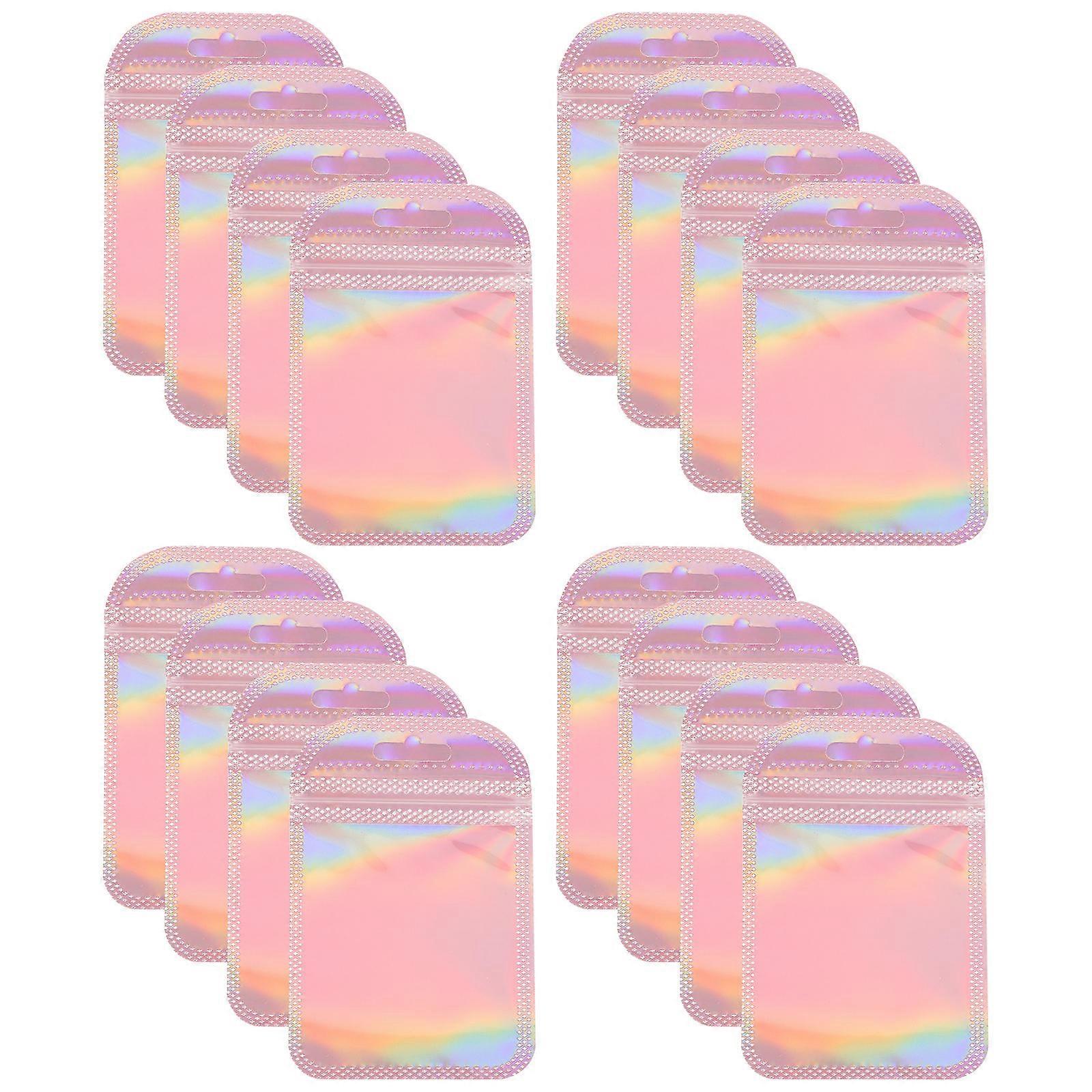 Self Sealing Bags Jewelry Packaging Pink Rectangular Waterproof Easy to Open 50Pcs