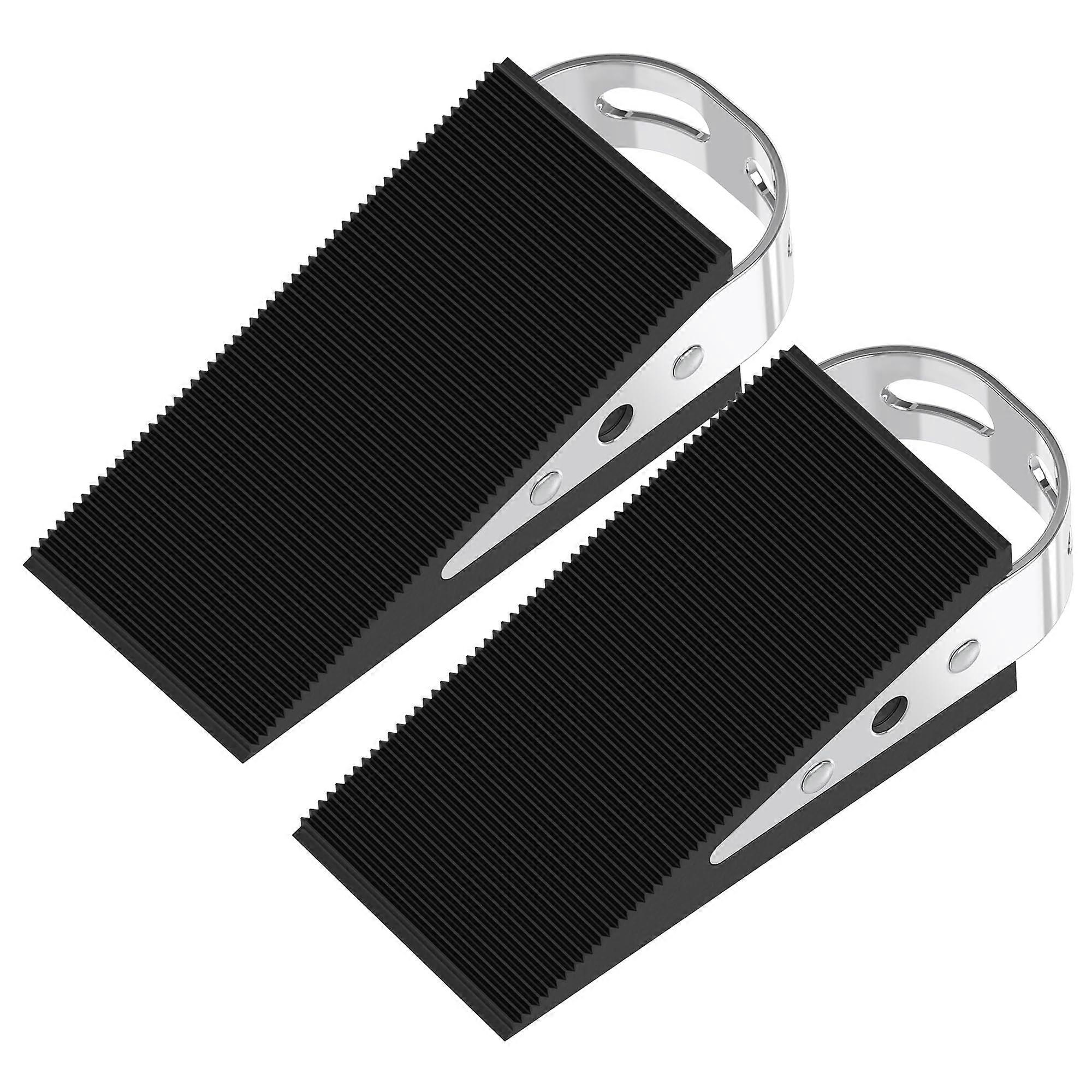 Pack of 2 Door Wedge Rubber Stackable Door Stop,, NonSlip Wedge with Stainless Steel Holders MP003