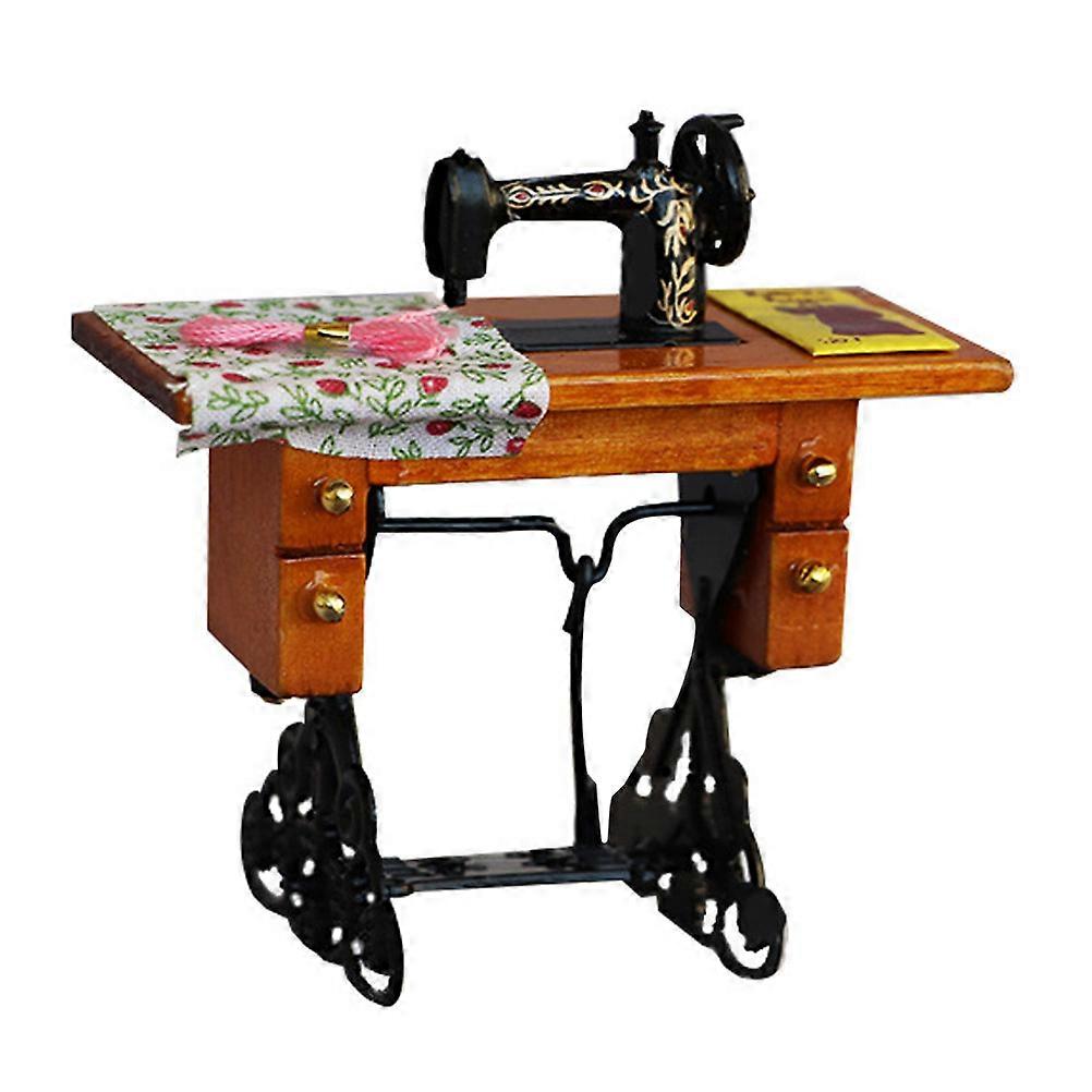 Retro Small Model Sewing Machine Adornment Doll House Decor 3.1X3.1X1.4in Diy Lovers 1Set