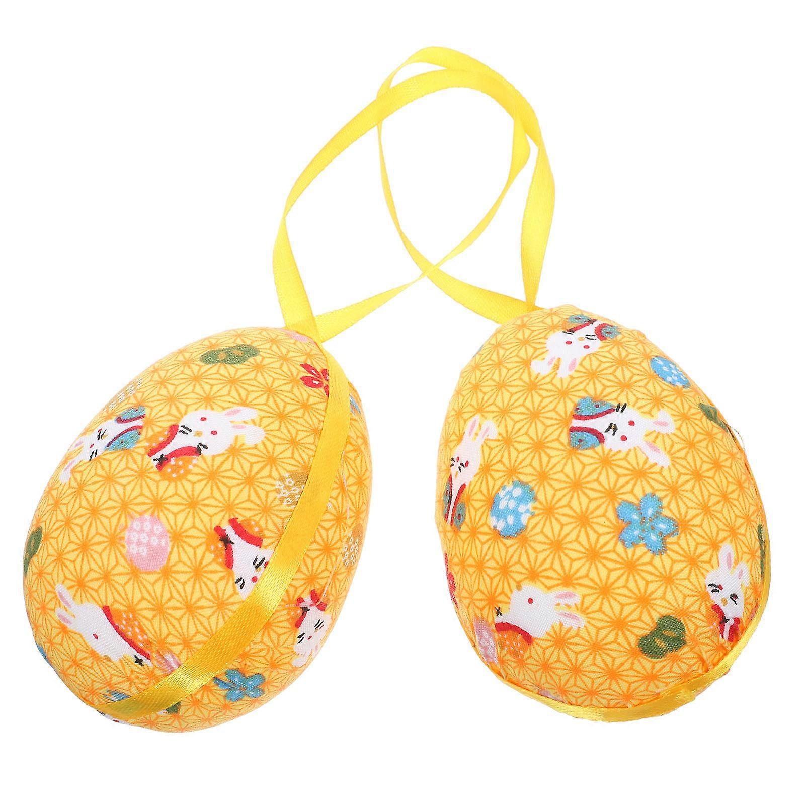 Imitation Eggs Easter Hanging Eggs Cloth Yellow 17.00X6.00X6.00CM Easter Style 2Pcs
