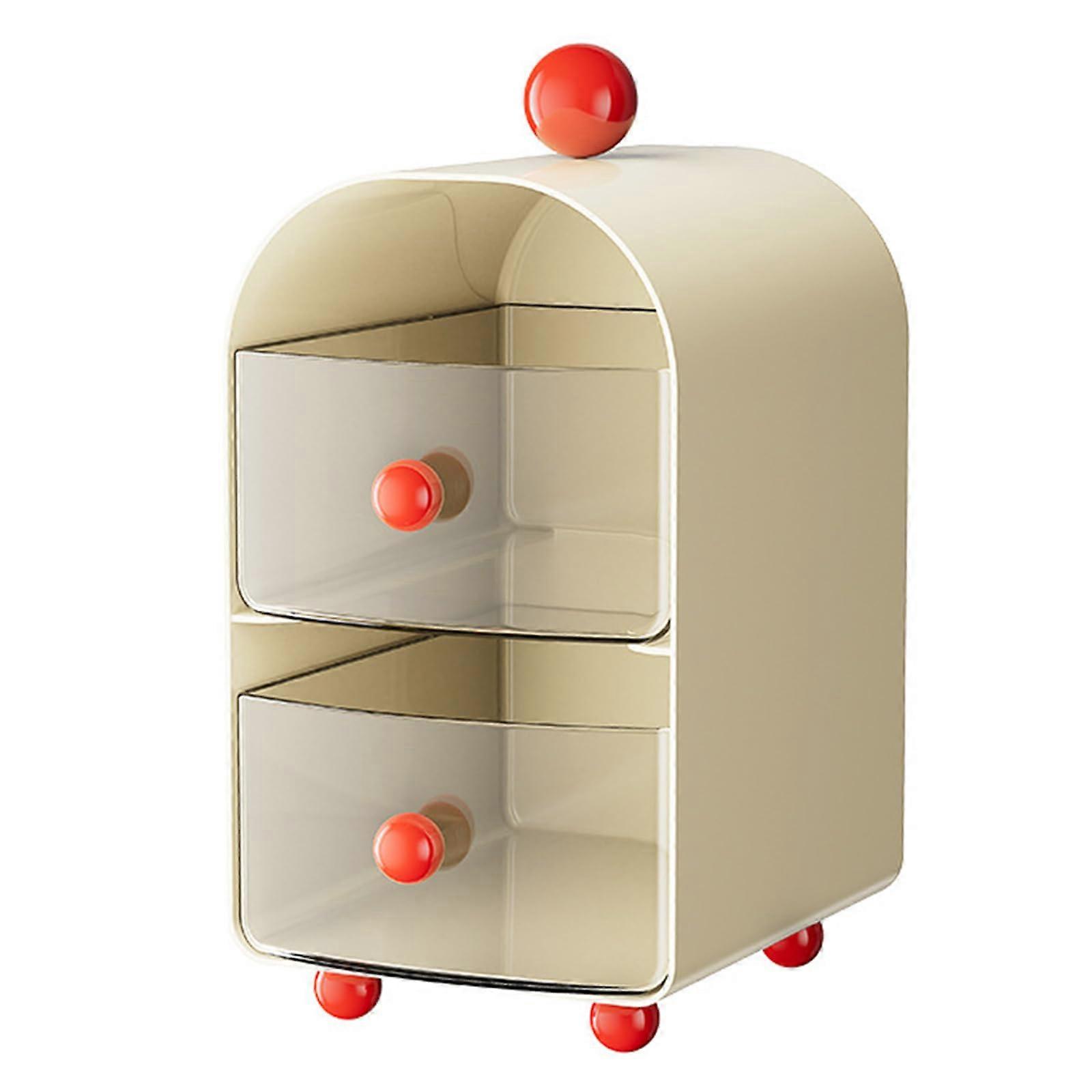 Elegant Tea Bag Storage Box with Drawer, Large Capacity 2 Layers Coffee Creamer Organizer for Desk or Countertop Milkwhite
