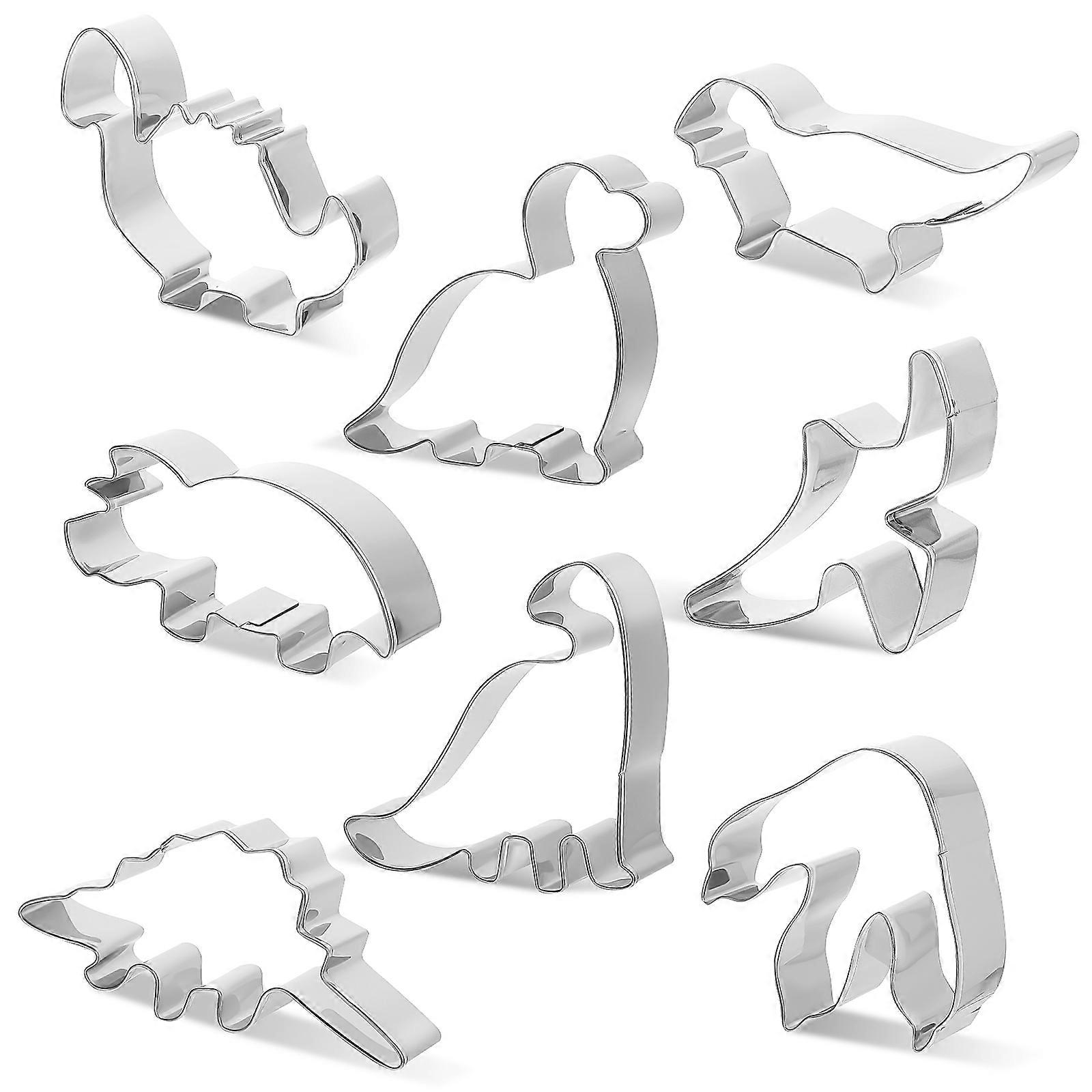 8pcs Creative Dinosaur Cookie Cutters Stainless Steel Baking Molds for Cookies Cakes Chocolates Easy to Use and Clean