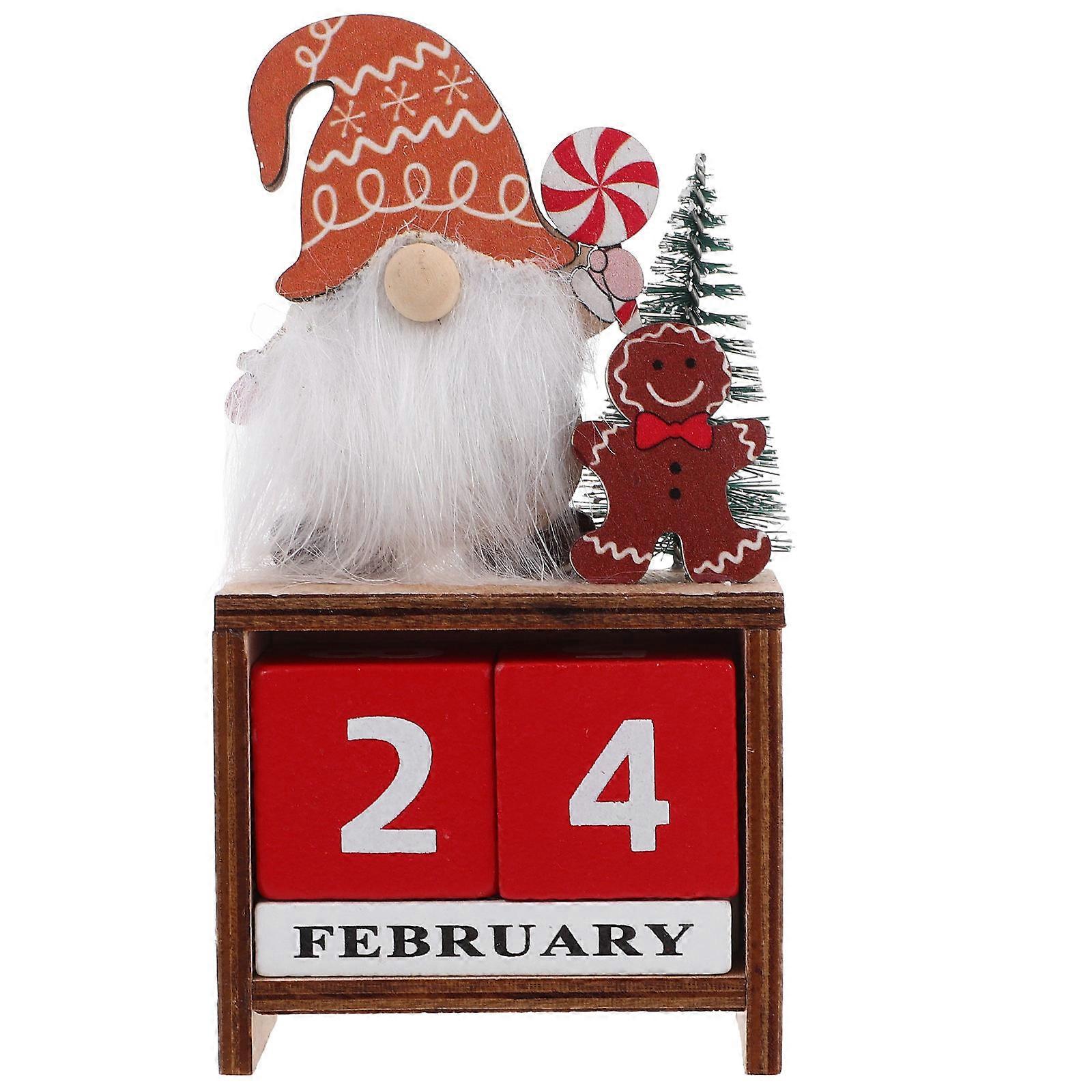 Festive Holiday Blocks Calendar Ornament Date Checking Multi Color 13.50X7.00X3.50CM 1Pack