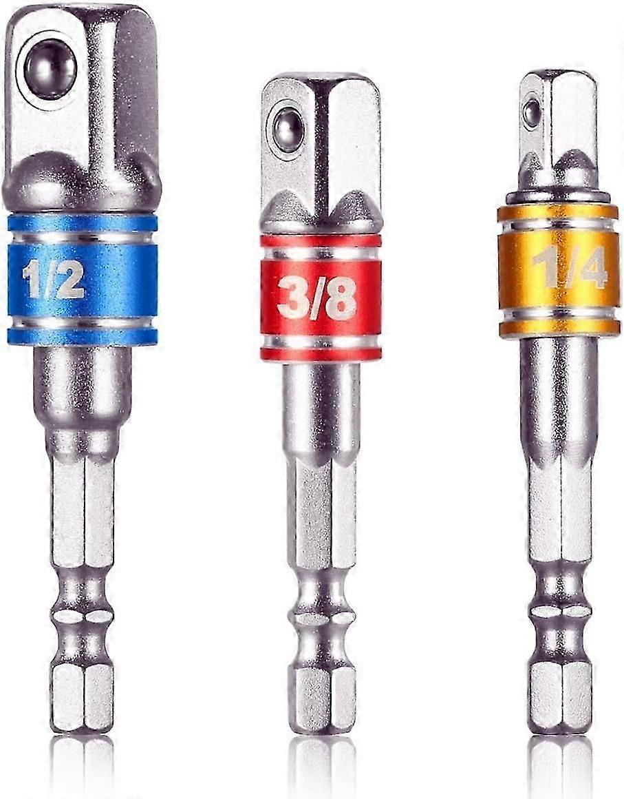 3Pcs Hex Drill Bits Adapter 1/2 "3/8" 1/4 "Adapter Steel Socket Socket Adapter Converter