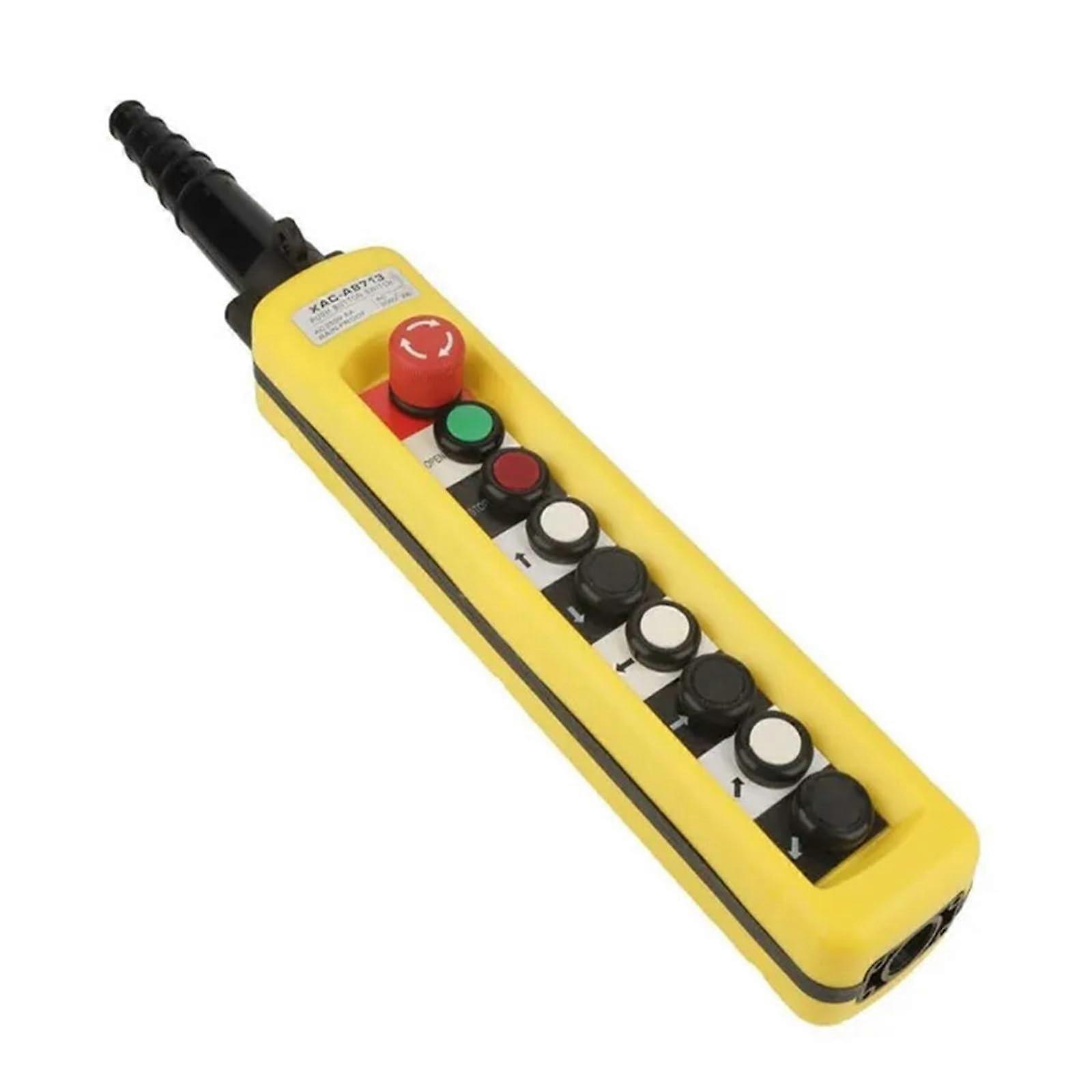 1pc One Speed Control Hoist Crane 8 Push Buttons Pendant Control Station with Emergency Stop XACA8713
