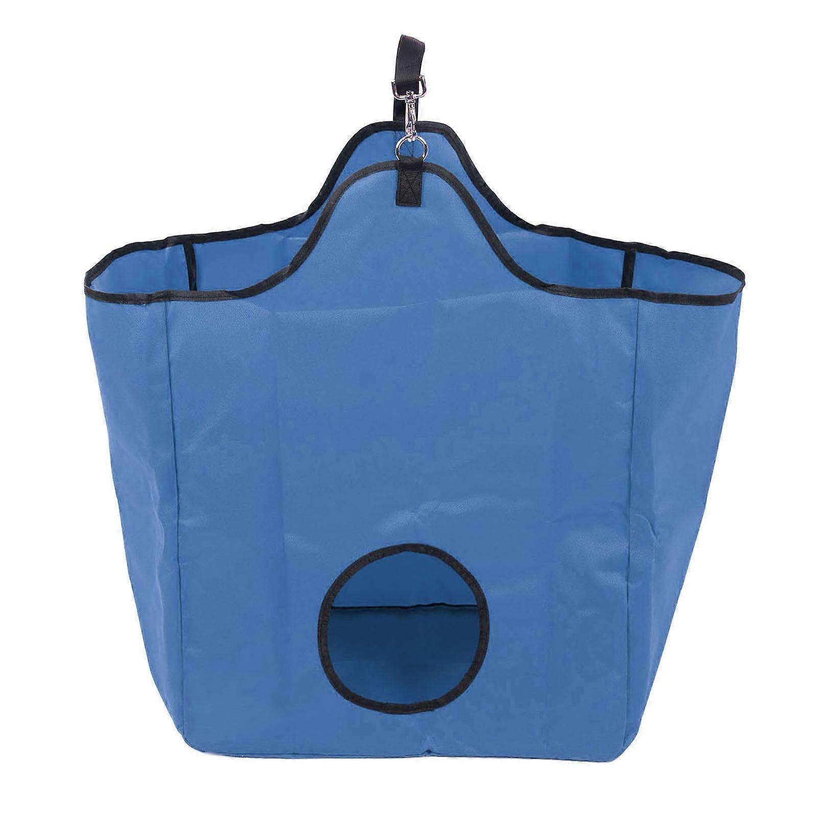 Horses Slow Feed Hay Bags Multipurpose 600D Oxford Cloth Waterproof Coating Large Capacity Portable Hay Bag Blue