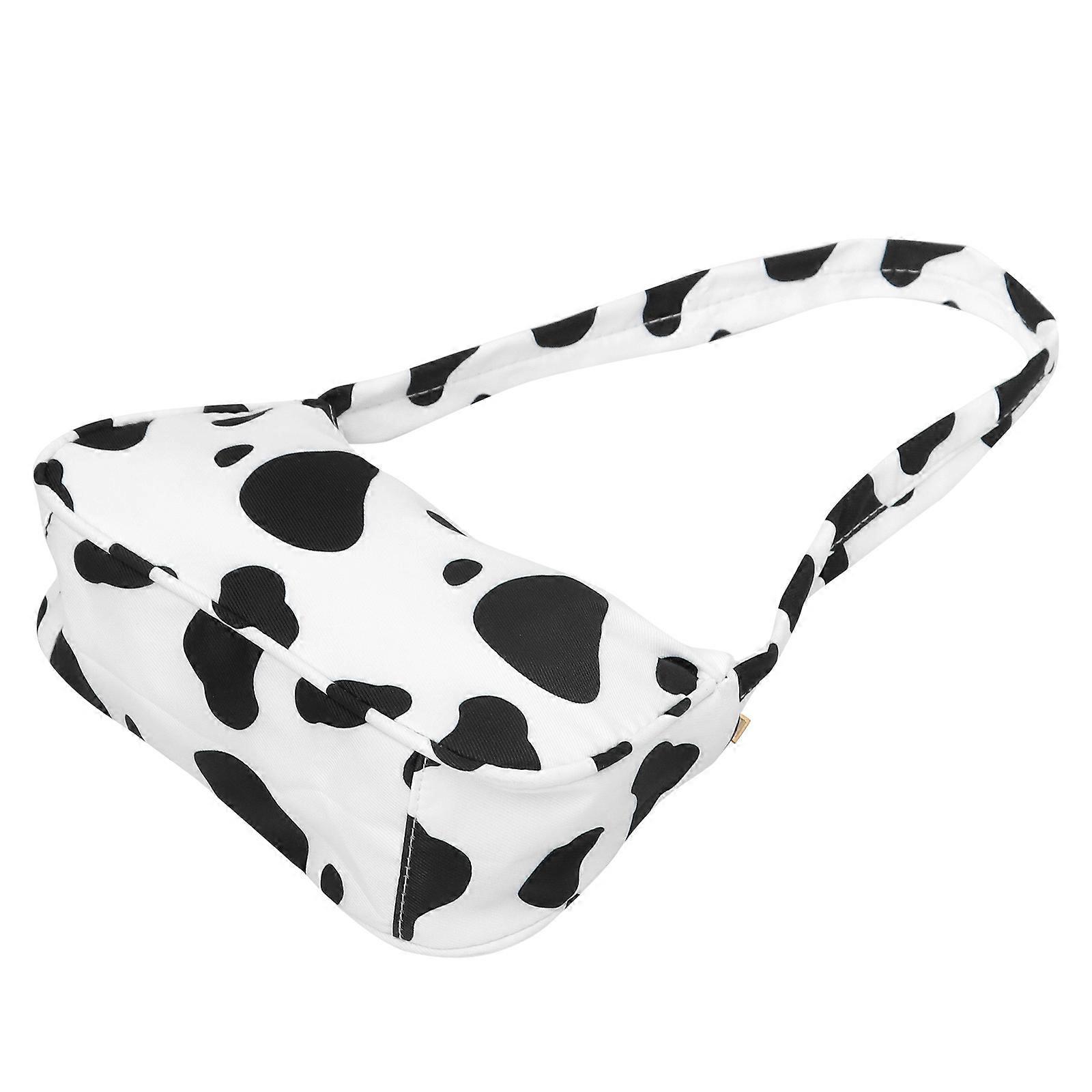 Women's Cow Motif Armpit Bag, Durable PU Material with Convenient Zipped Section