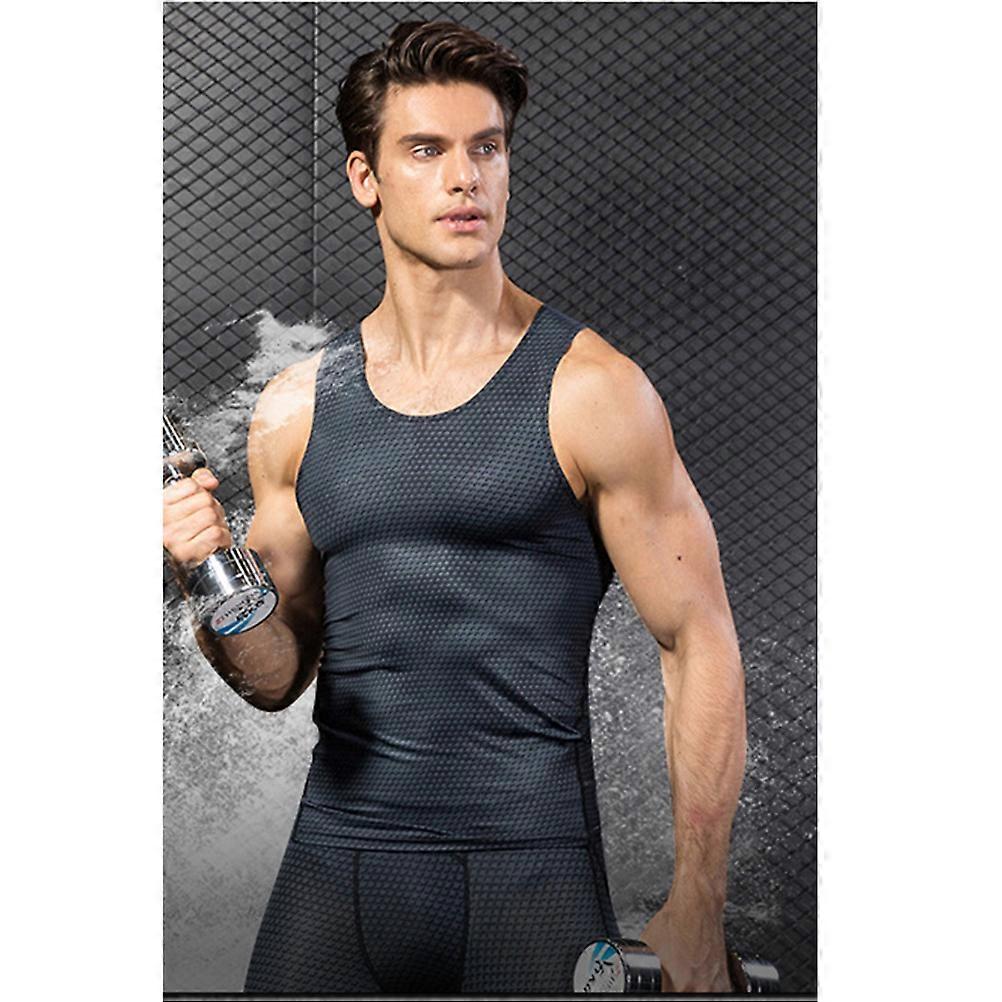 Men Fitness Vest Workout Shirt Breathable Quick-Dry Compression For Cross Training M Black 1Pack