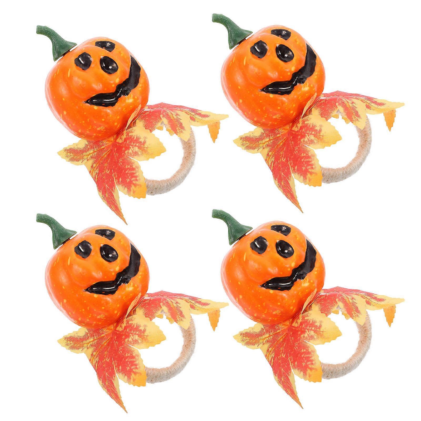Fall Napkin Rings Pumpkin Shaped Napkin Holder Rustic Autumn Themed Parties 14.00X11.00X4.50CM 4Set