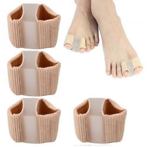 Small Silicone Toe Separators for Hallux Valgus Correction - Pack of 4 Double Hole Orthosis, Tube Bandages, Size S