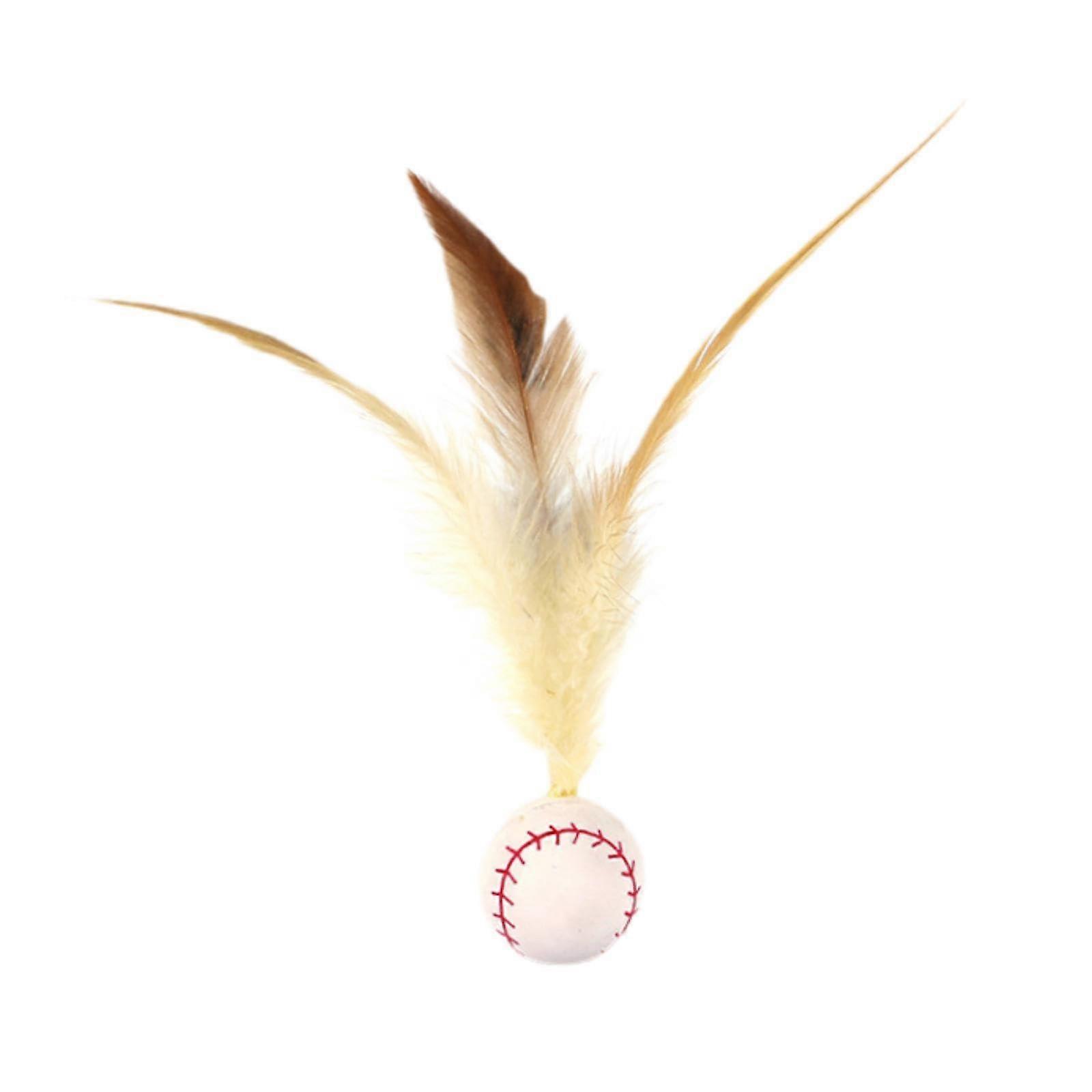 Cat Hip Ball Toy with Feather Teaser, Bite Resistant Bouncy Tail, Soft Material, Interactive Baseball for Cats